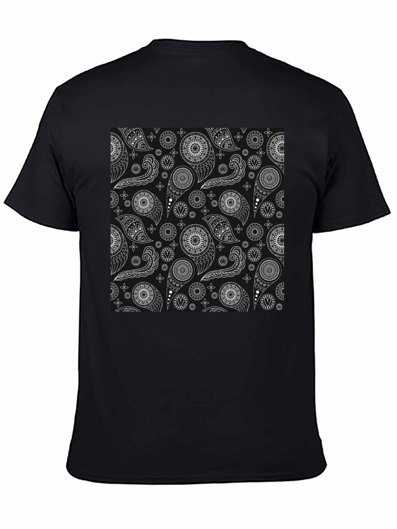 Black Black Paisley Pattern T-Shirt - Stylish and Unique view 4