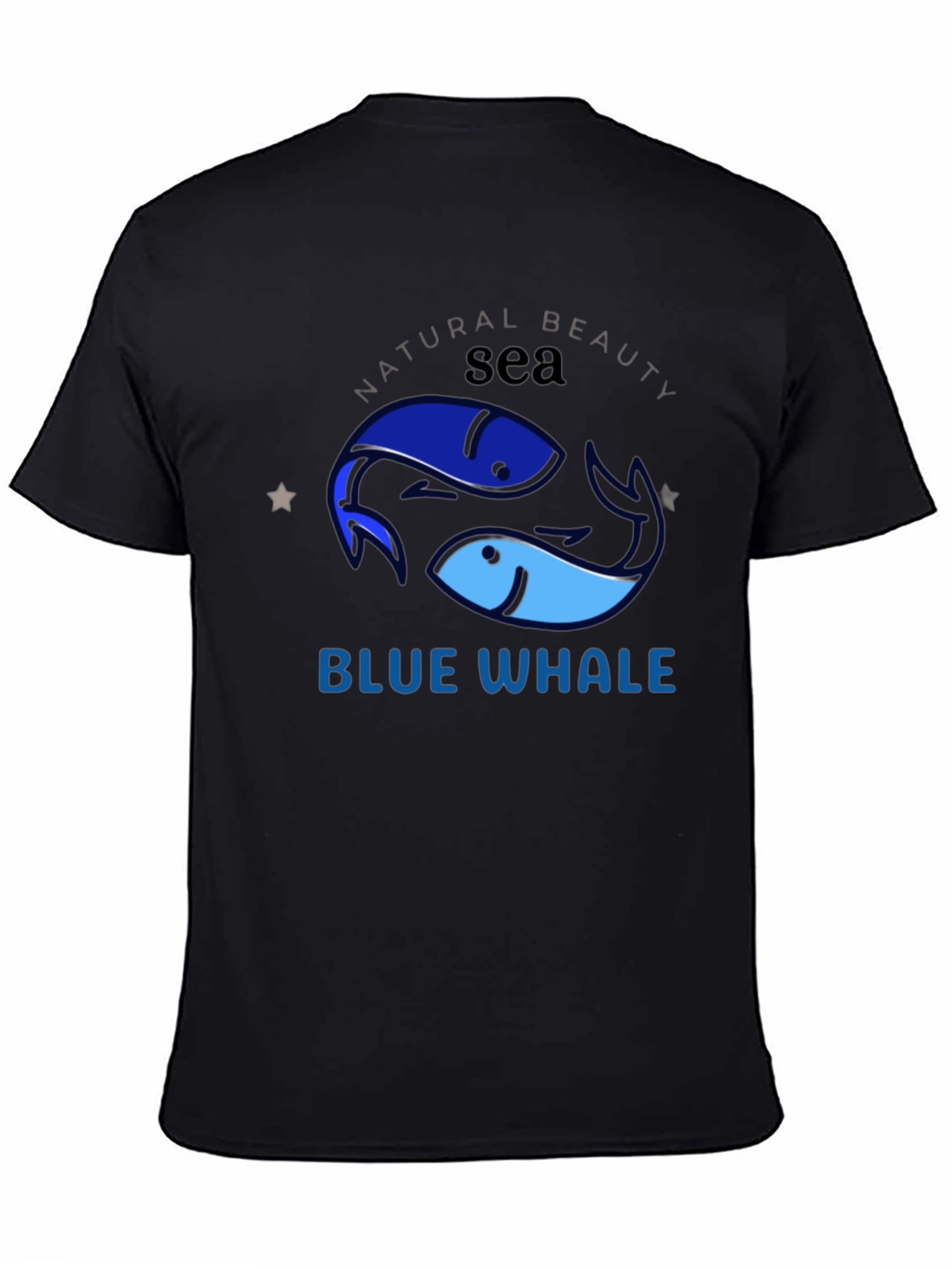 Black Blue Whale Sea Graphic T-Shirt view 4