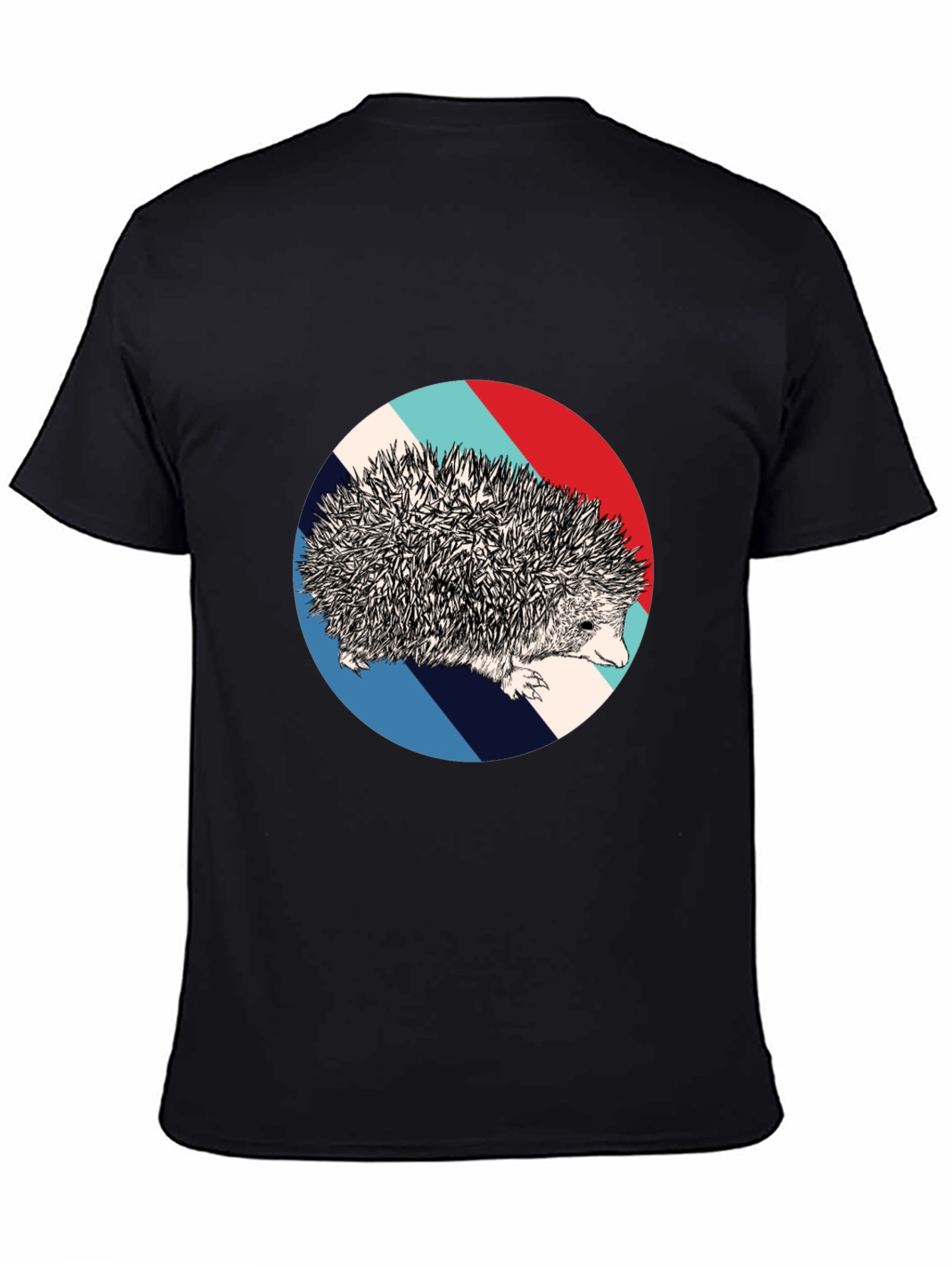 Black Hedgehog Circle Graphic Tee - Unique Design view 4