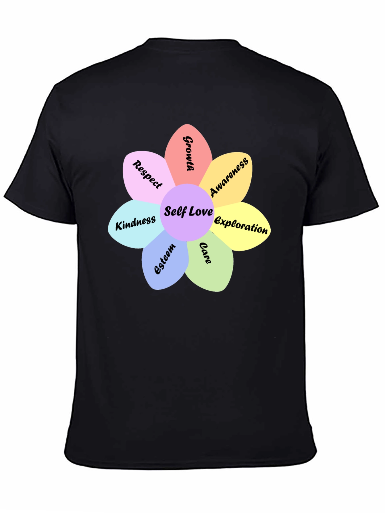 Black Self Love Flower Graphic Tee - Empowering Design view 4