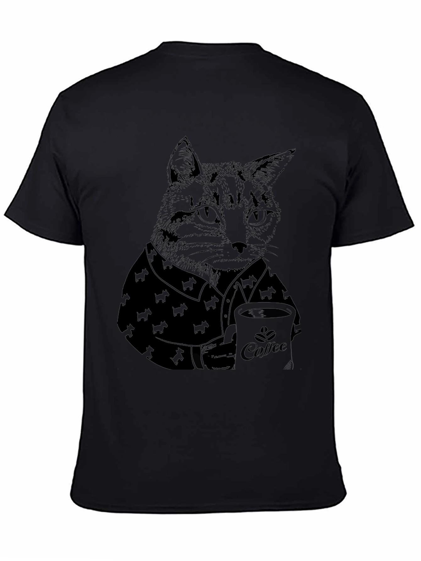 Black Cat Coffee Lover Black T-Shirt view 4
