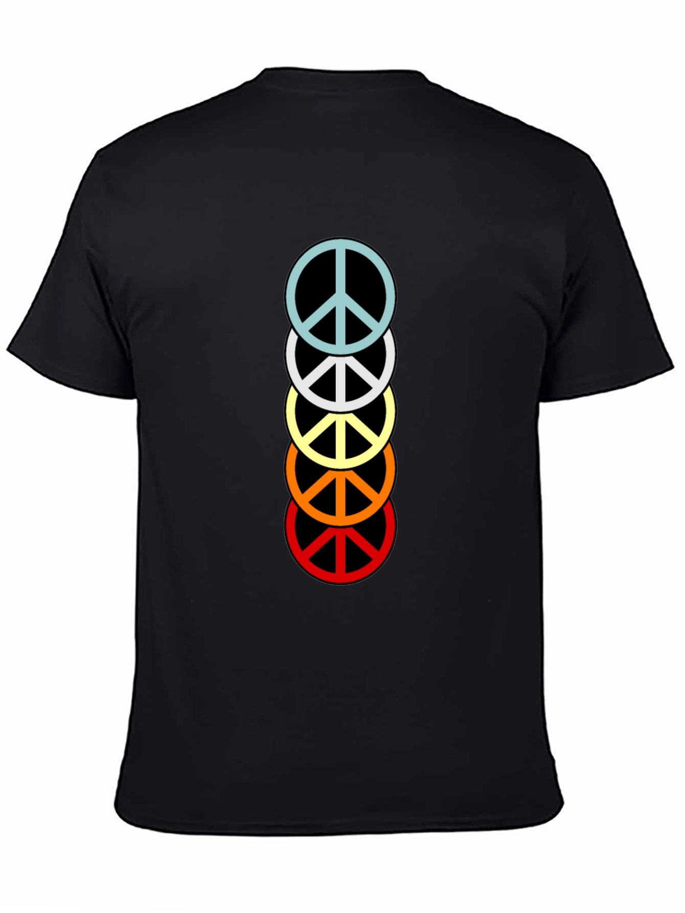 Black Retro Peace Sign Stacked T-Shirt - Black view 4