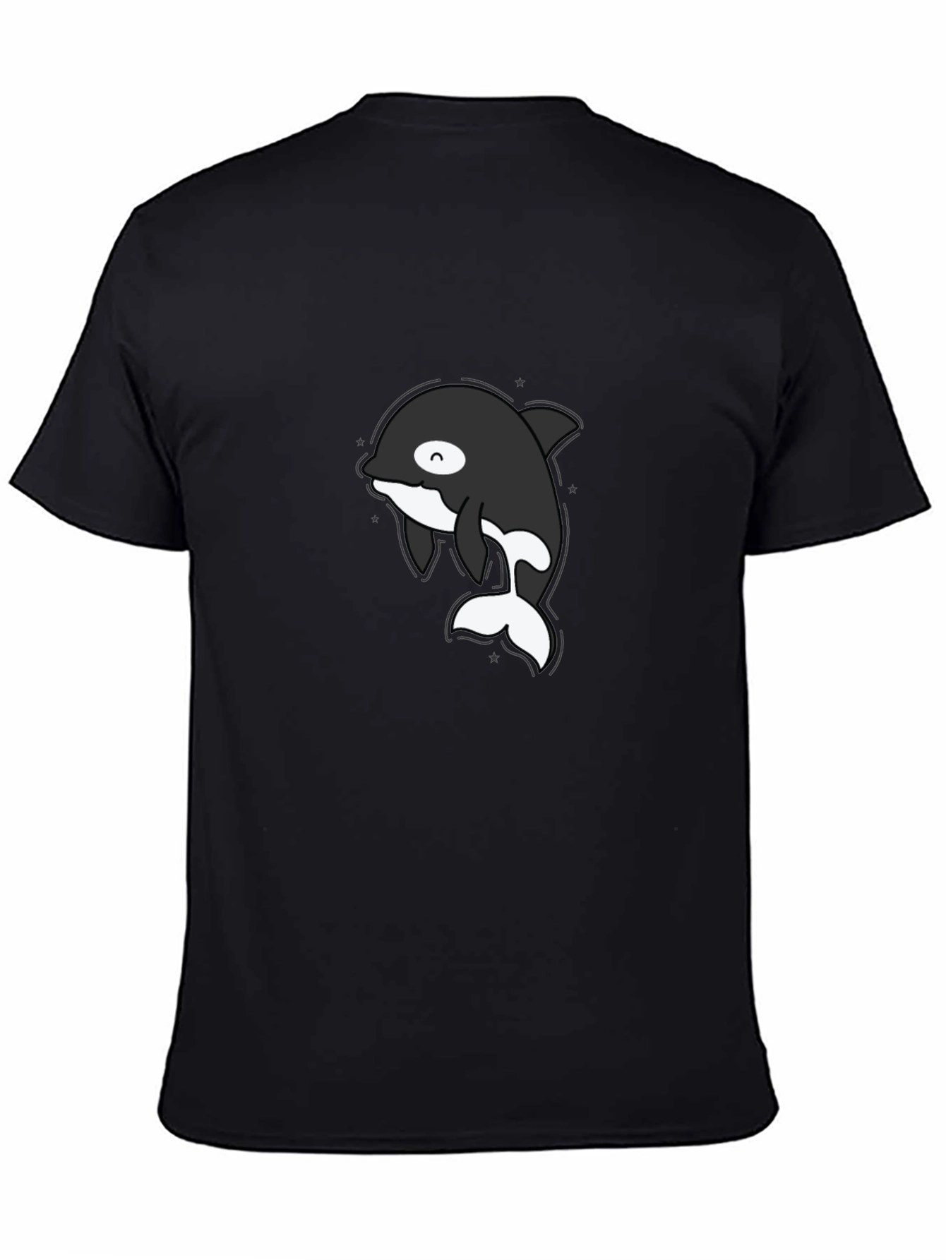 Black Cute Orca T-Shirt - Black Cotton Tee view 4
