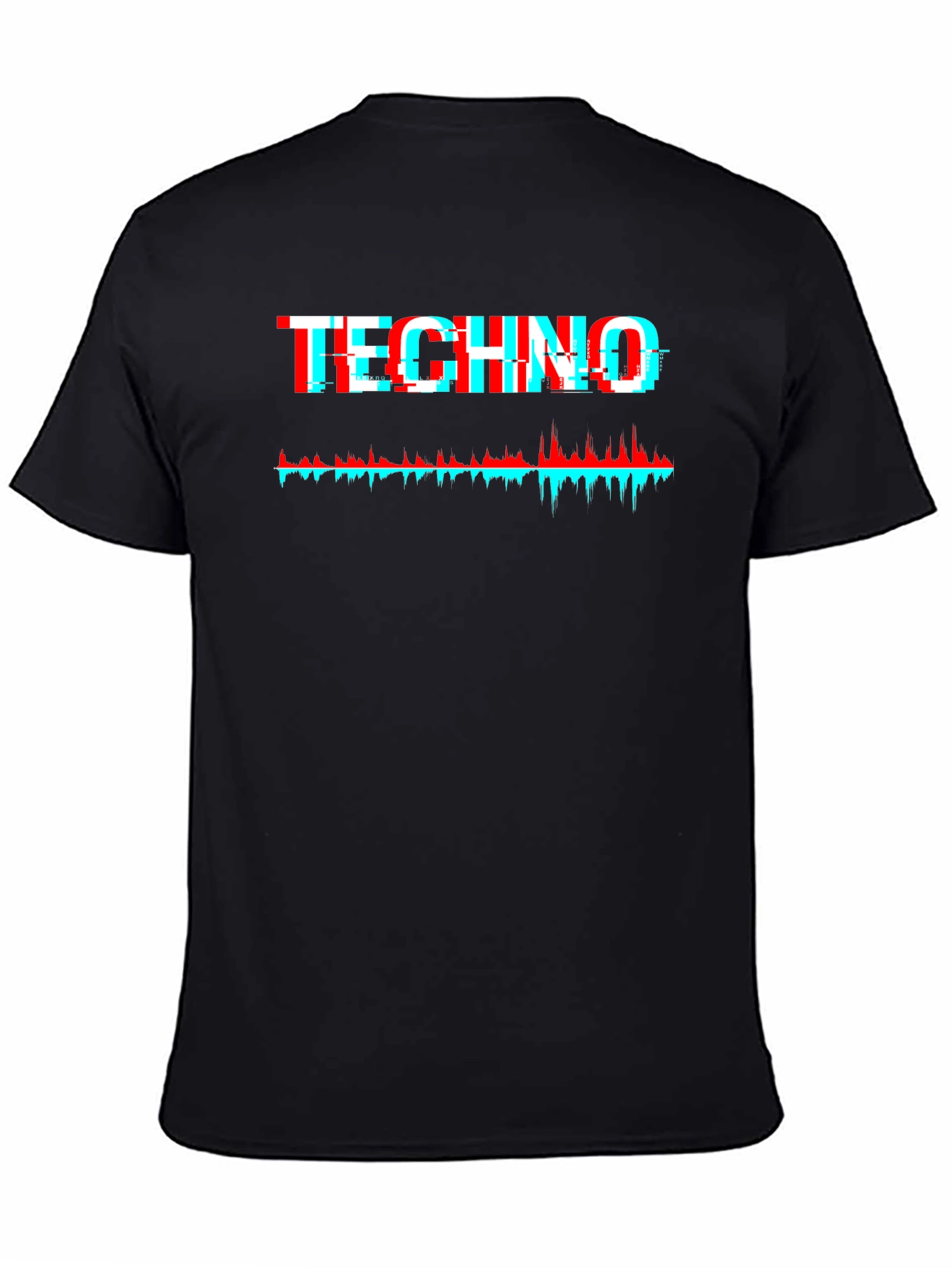 Black Techno Glitch Graphic Tee - Black view 4