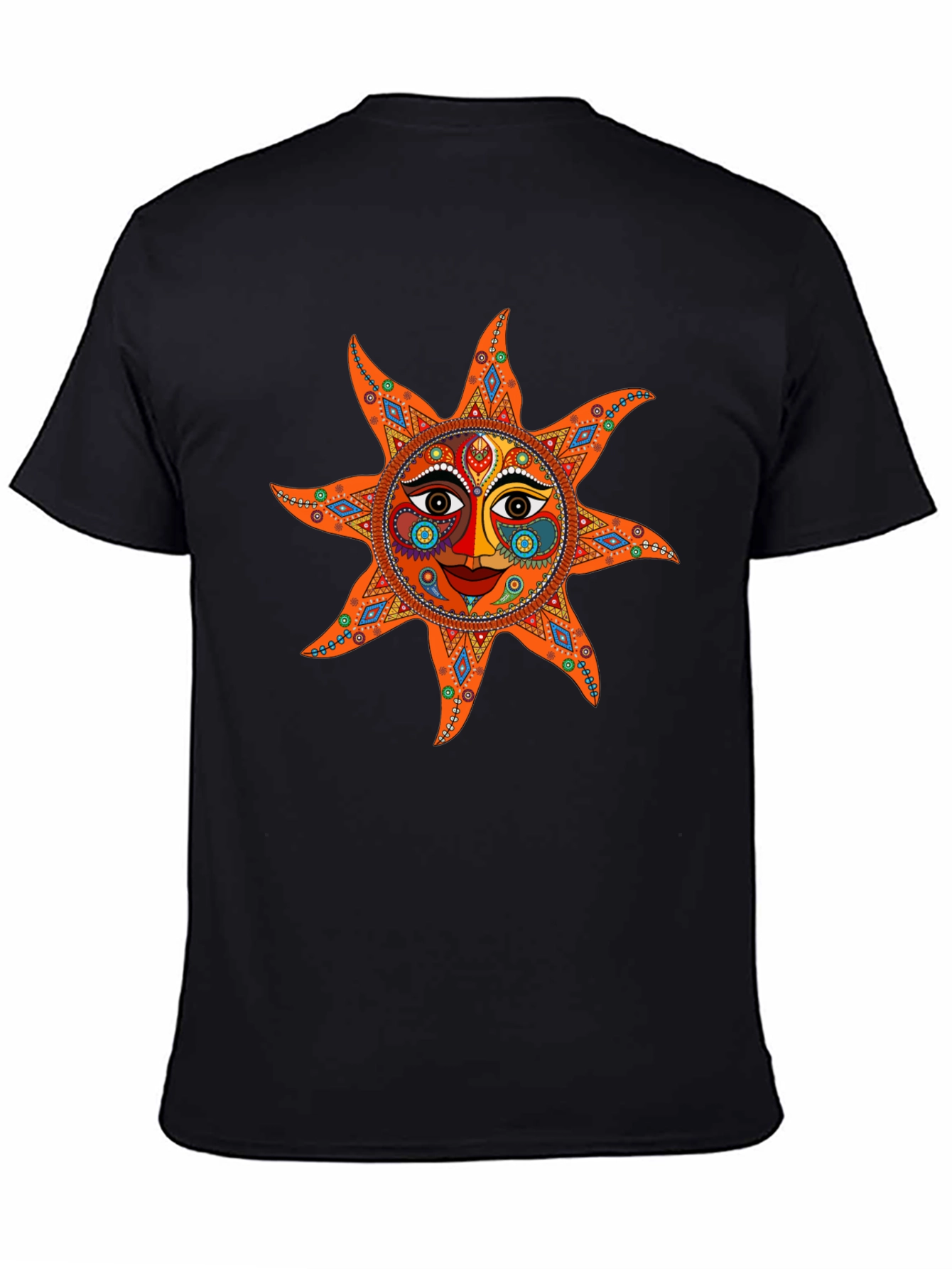 Black Unique Sun Graphic Tee - Black Cotton Blend view 4