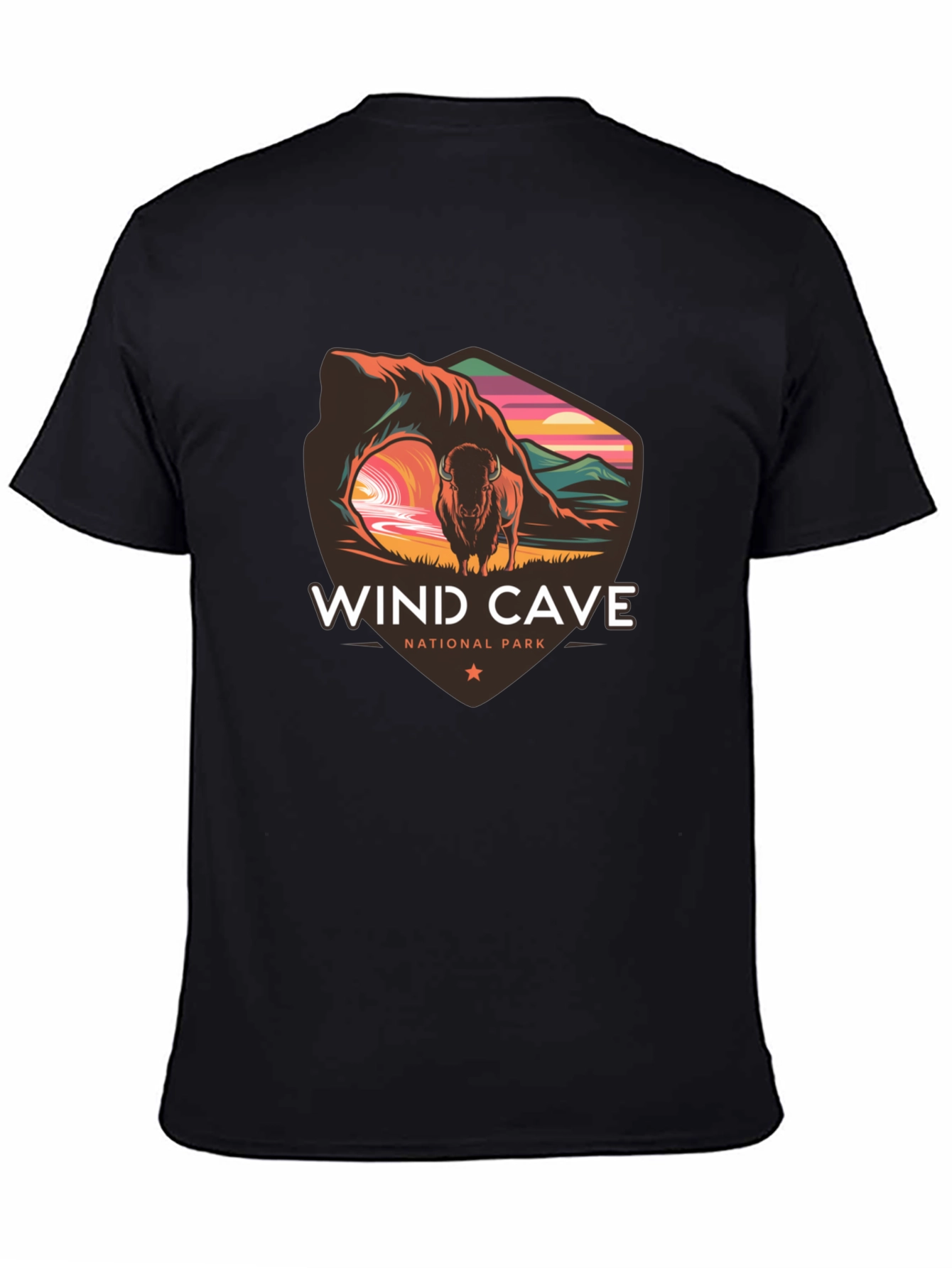 Black Wind Cave National Park Black T-Shirt view 4