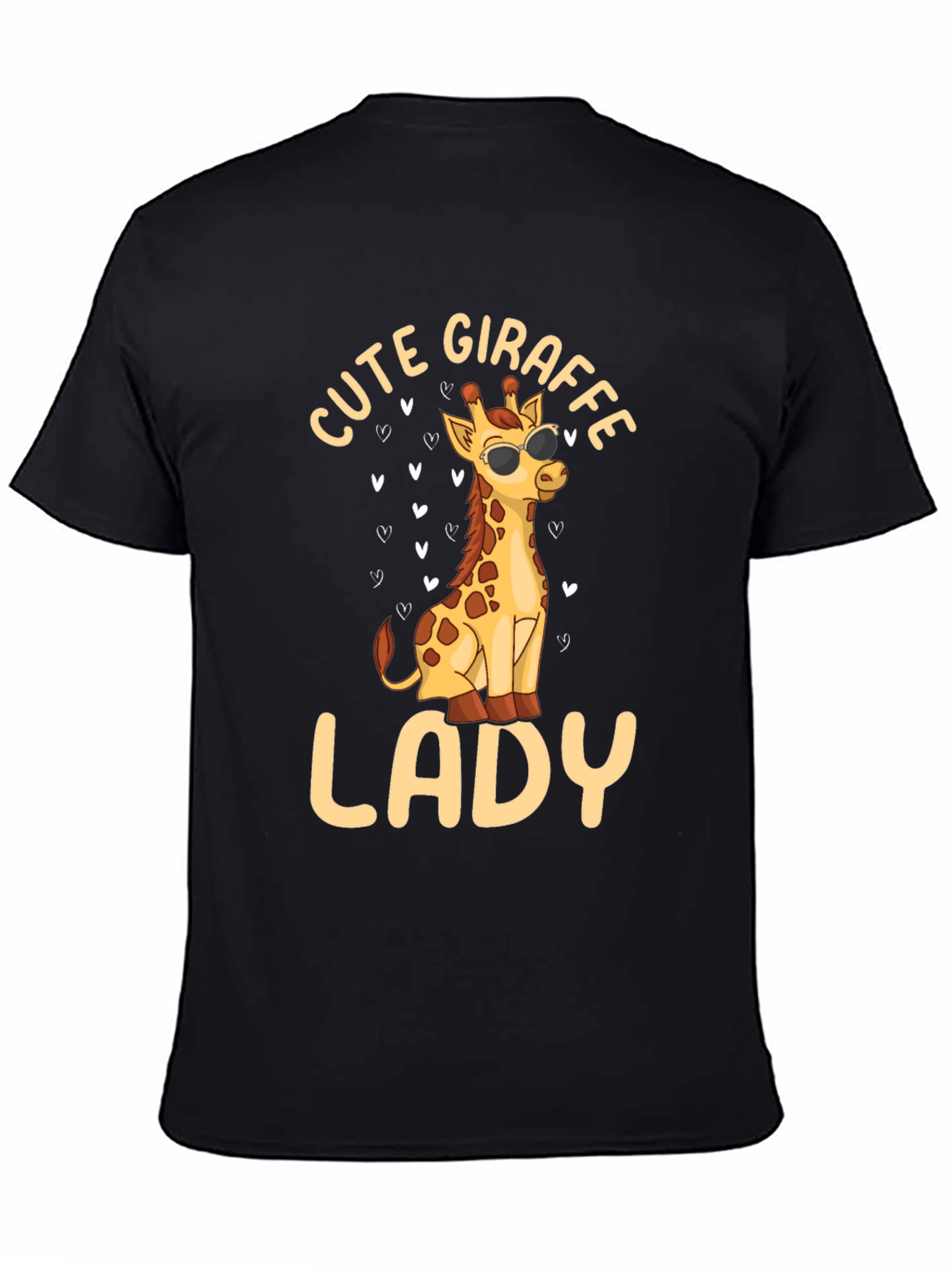 Black Cute Giraffe Lady T-Shirt - Stylish & Fun! view 4