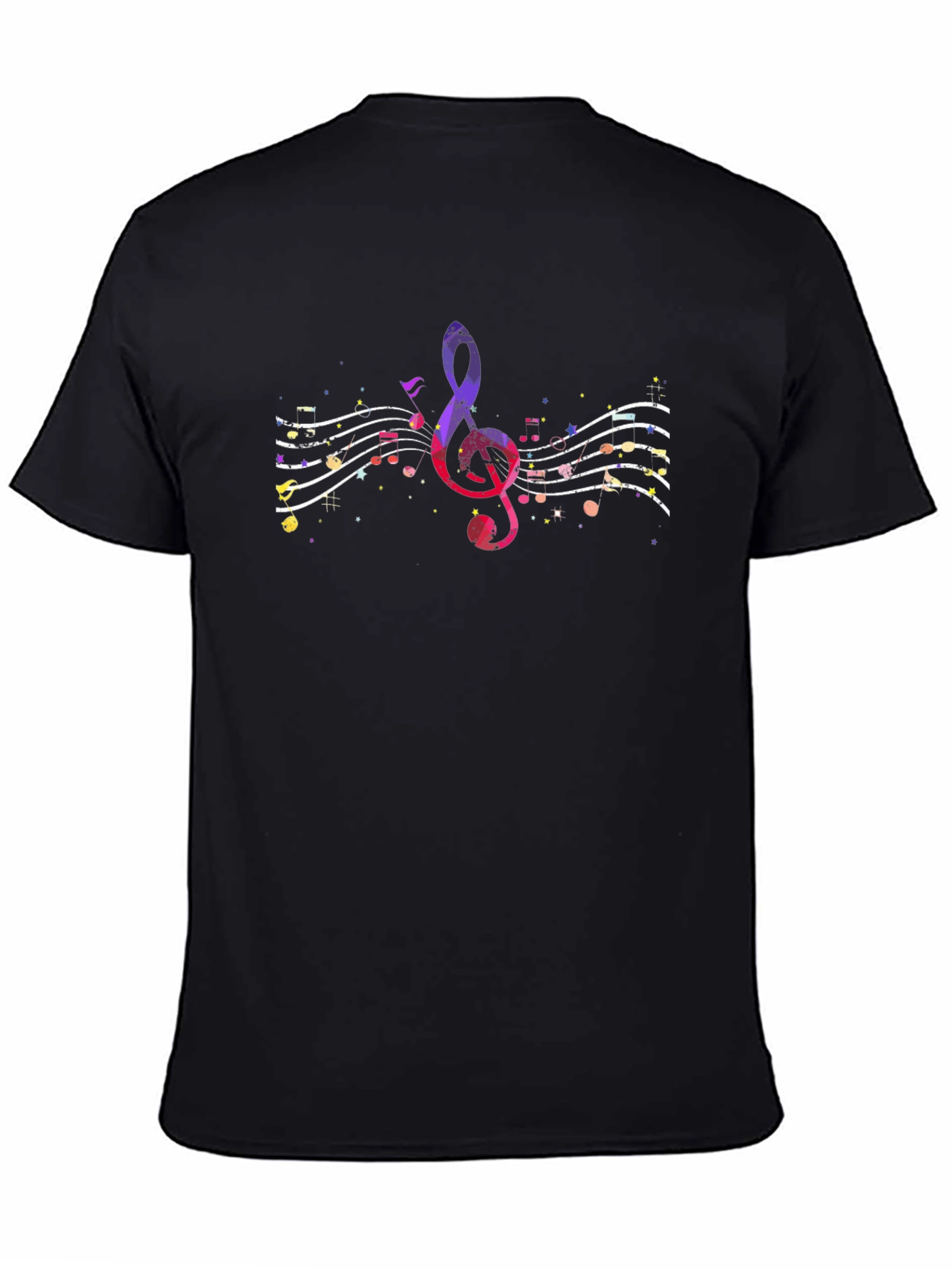 Black Musical Note Graphic Tee - Black Unisex Shirt view 4