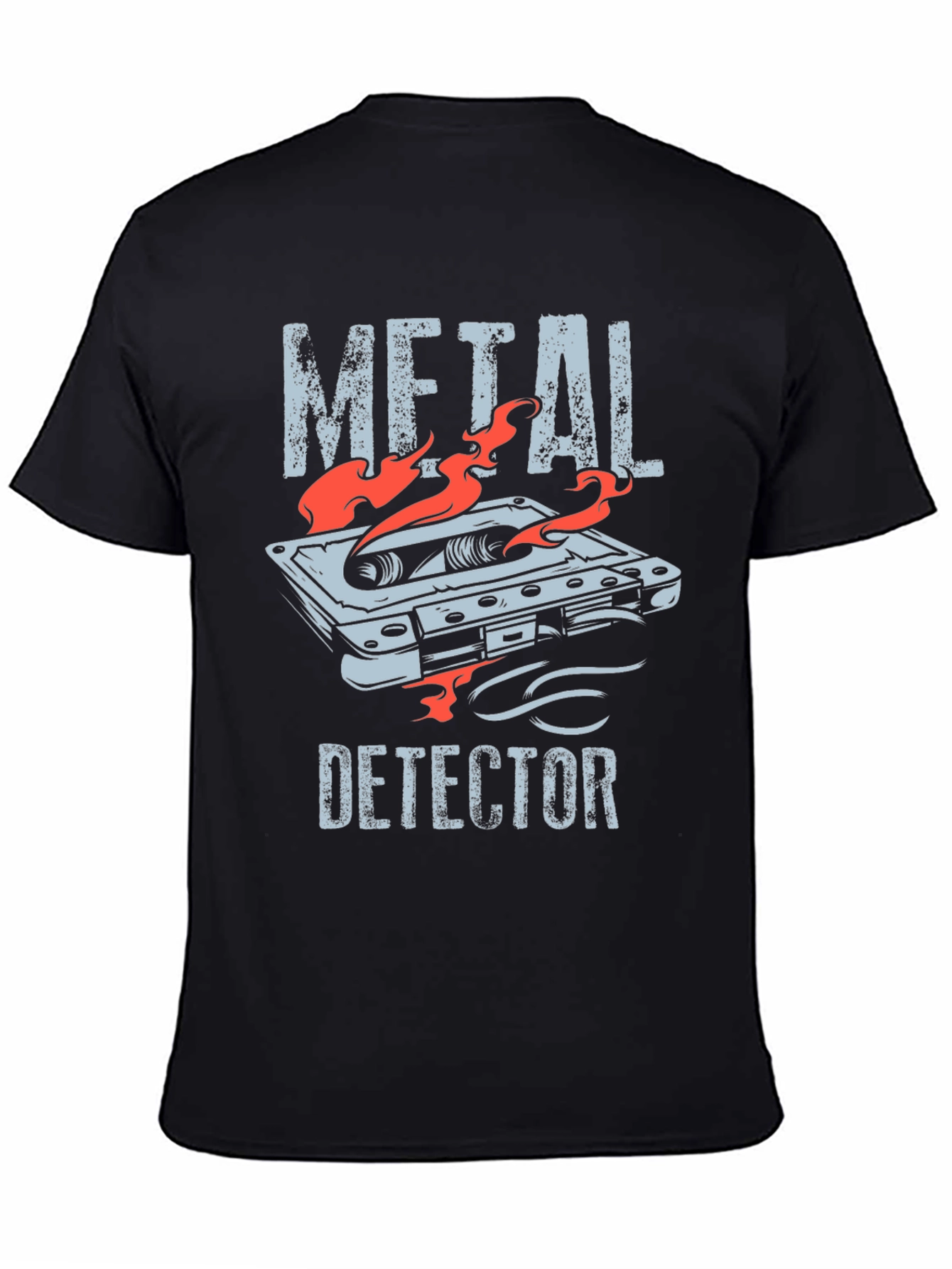 Black Metal Detector Cassette Tape Graphic T-Shirt view 4