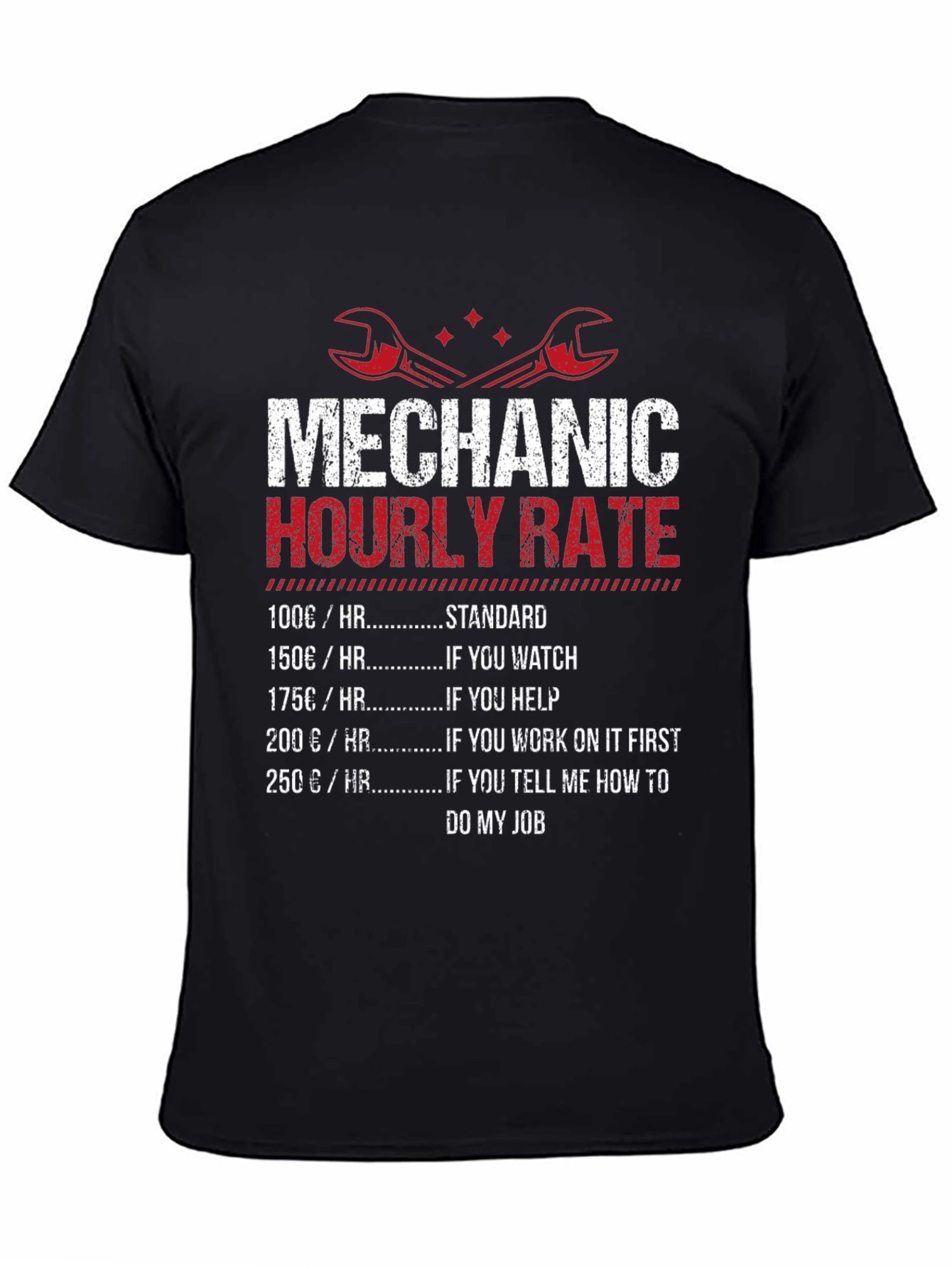 Black Mechanic Hourly Rate Black T-Shirt view 4
