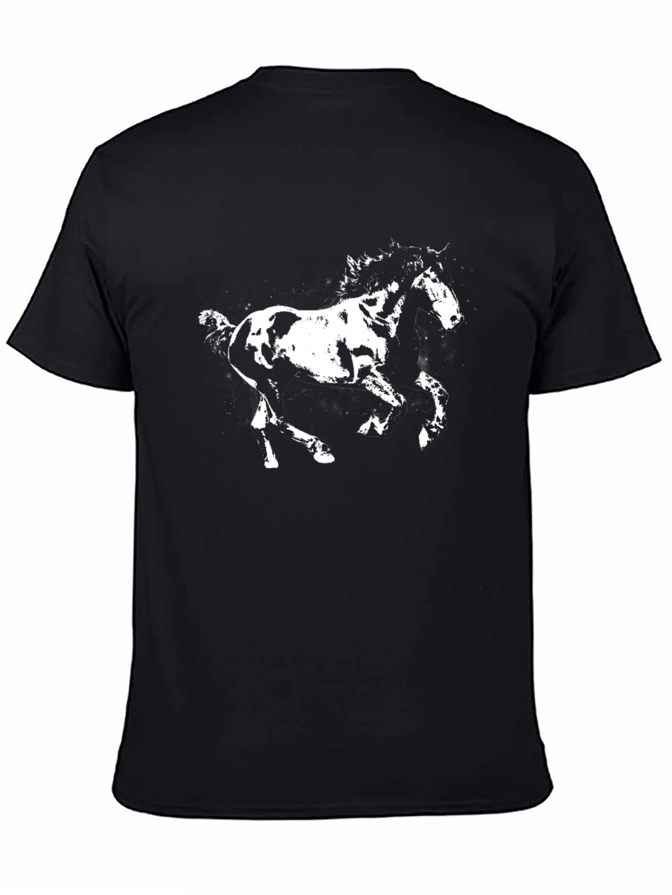 Black Black T-Shirt with White Horse Graphic view 4