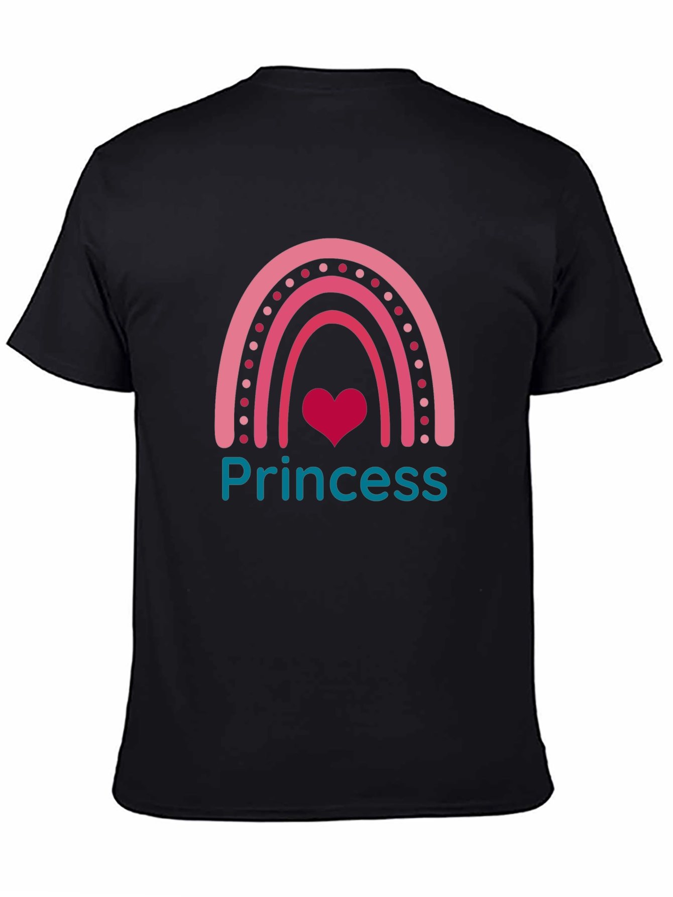 Black Princess Rainbow Heart T-Shirt - Cute & Stylish! view 4