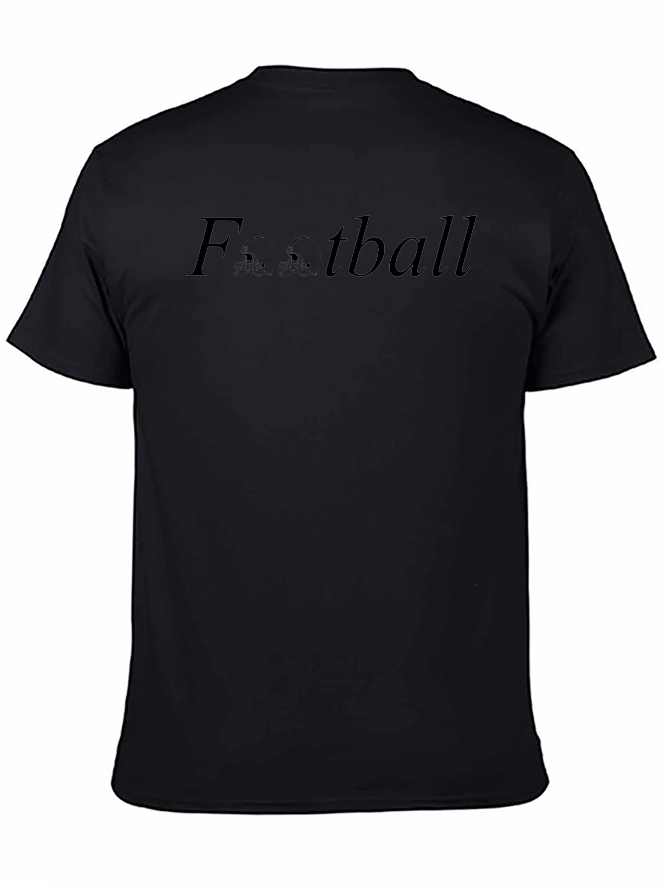 Black Men's Black "Football" Graphic Tee Casual Short Sleeve Shirt view 4