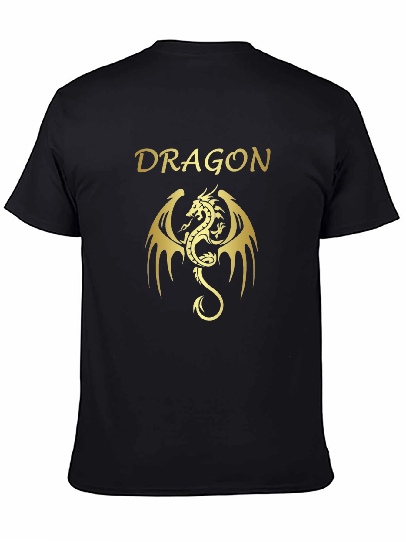 Black Dragon Graphic T-Shirt - Gold on Black view 4