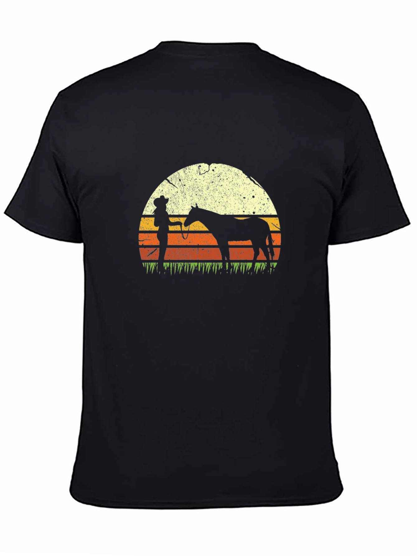 Black Cowboy & Horse Sunset Graphic T-Shirt view 4