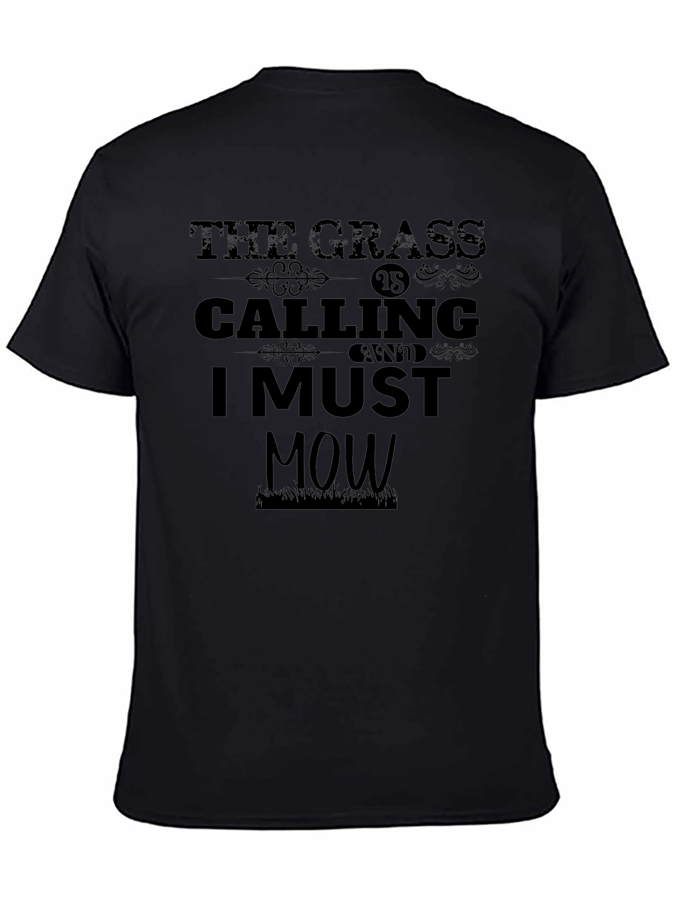 Black The Grass Is Calling T-Shirt - Lawn Mowing Humor view 4