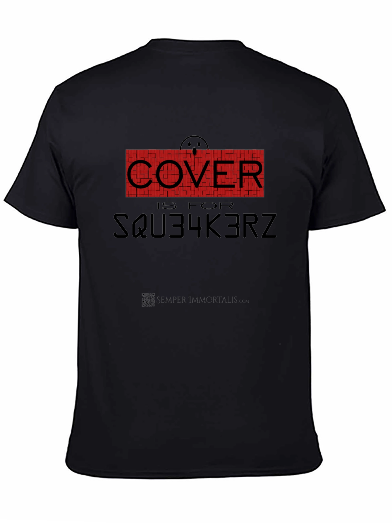Black Humorous 'Cover is for SQU34K3RZ' Black T-Shirt view 4