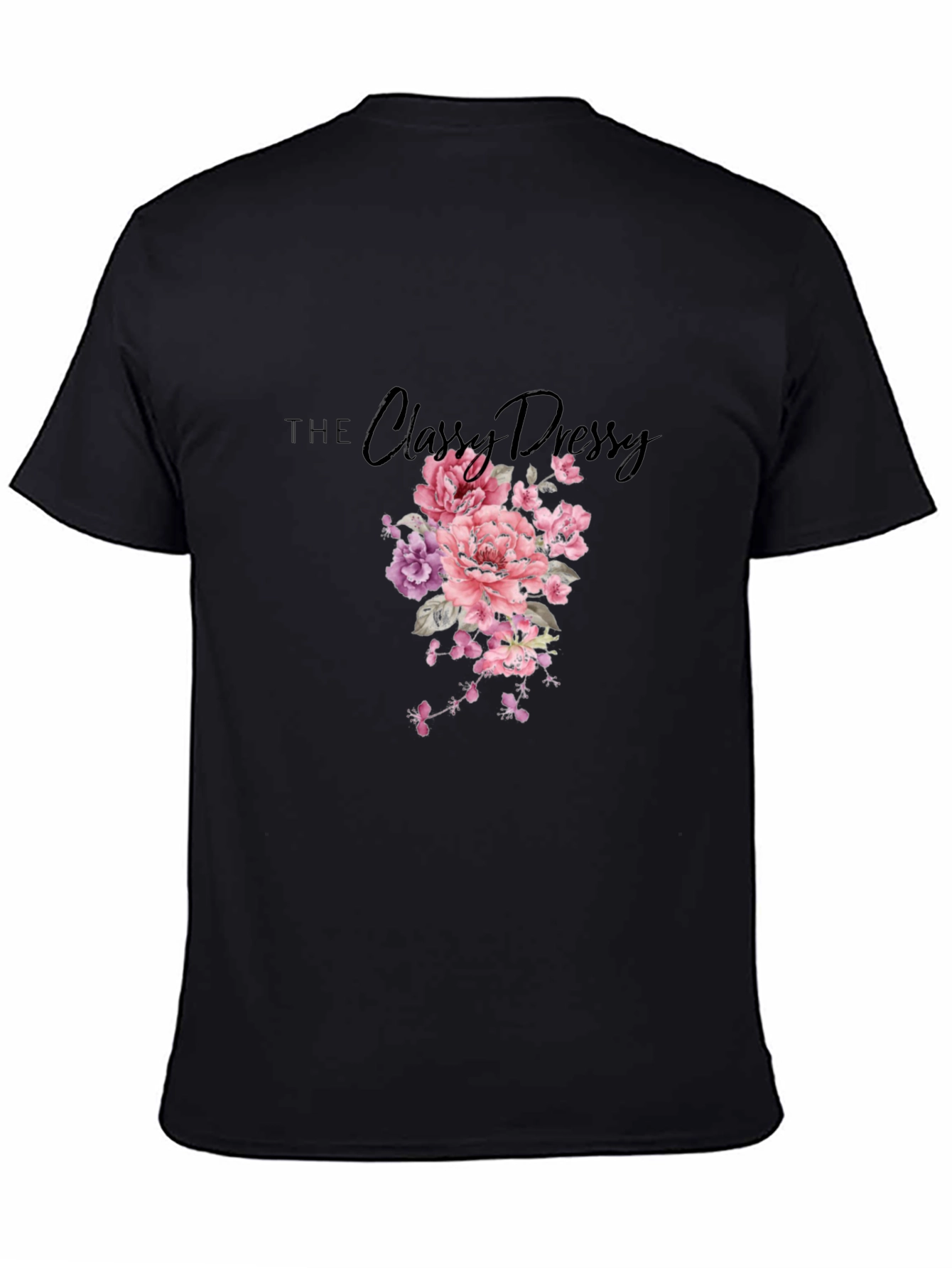 Black Floral Print Black T-Shirt view 4