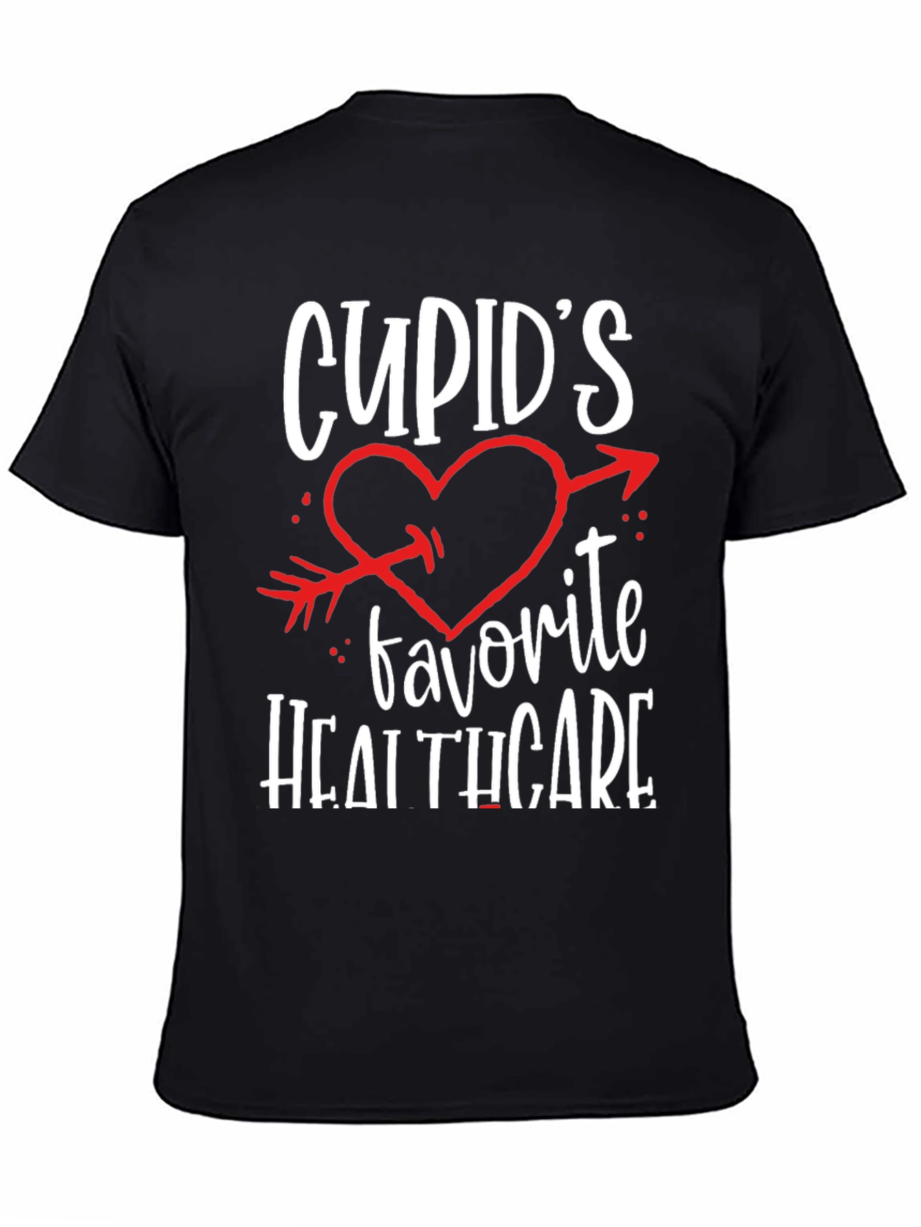 Black Cupid's Favorite Healthcare Black T-Shirt view 4