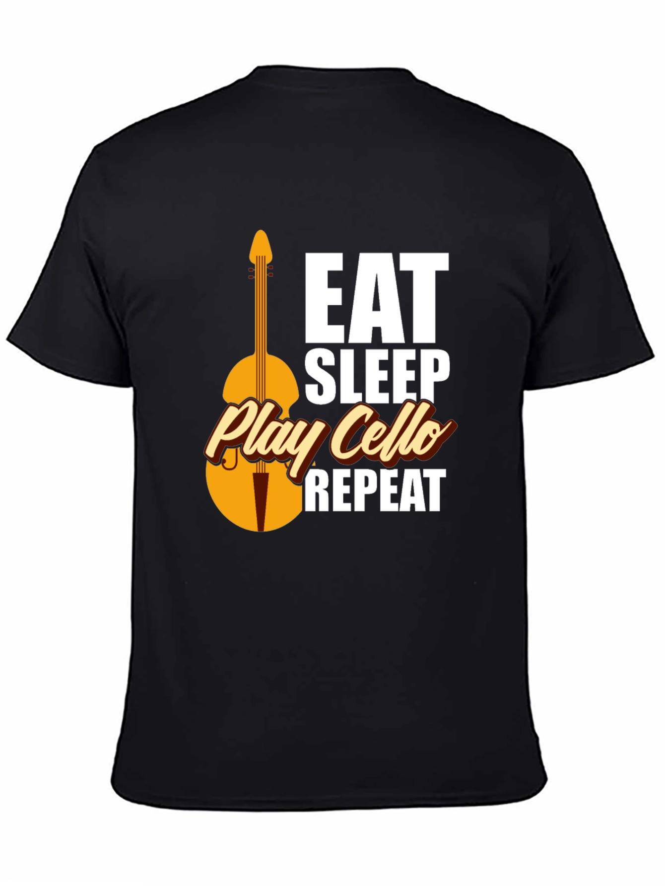 Black Eat Sleep Play Cello Repeat T-Shirt view 4