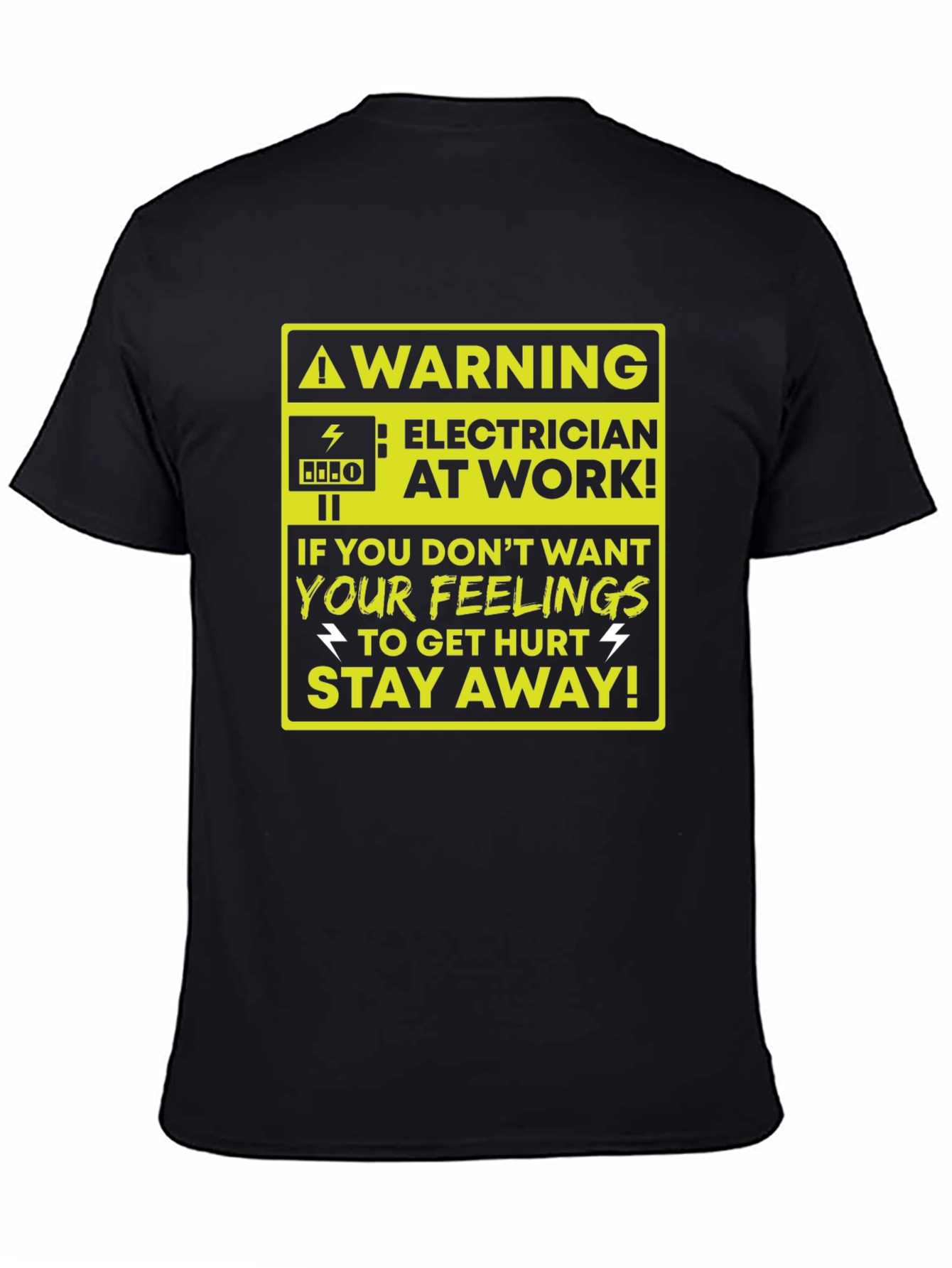 Black Electrician at Work Funny Warning T-Shirt view 4