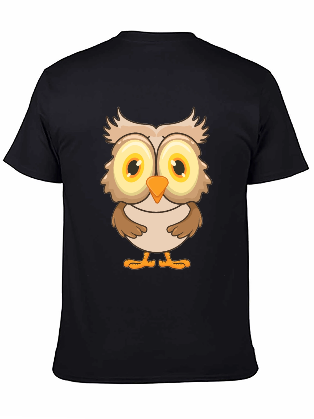 Black Owl Graphic Print T-Shirt - Black Cotton Tee view 4