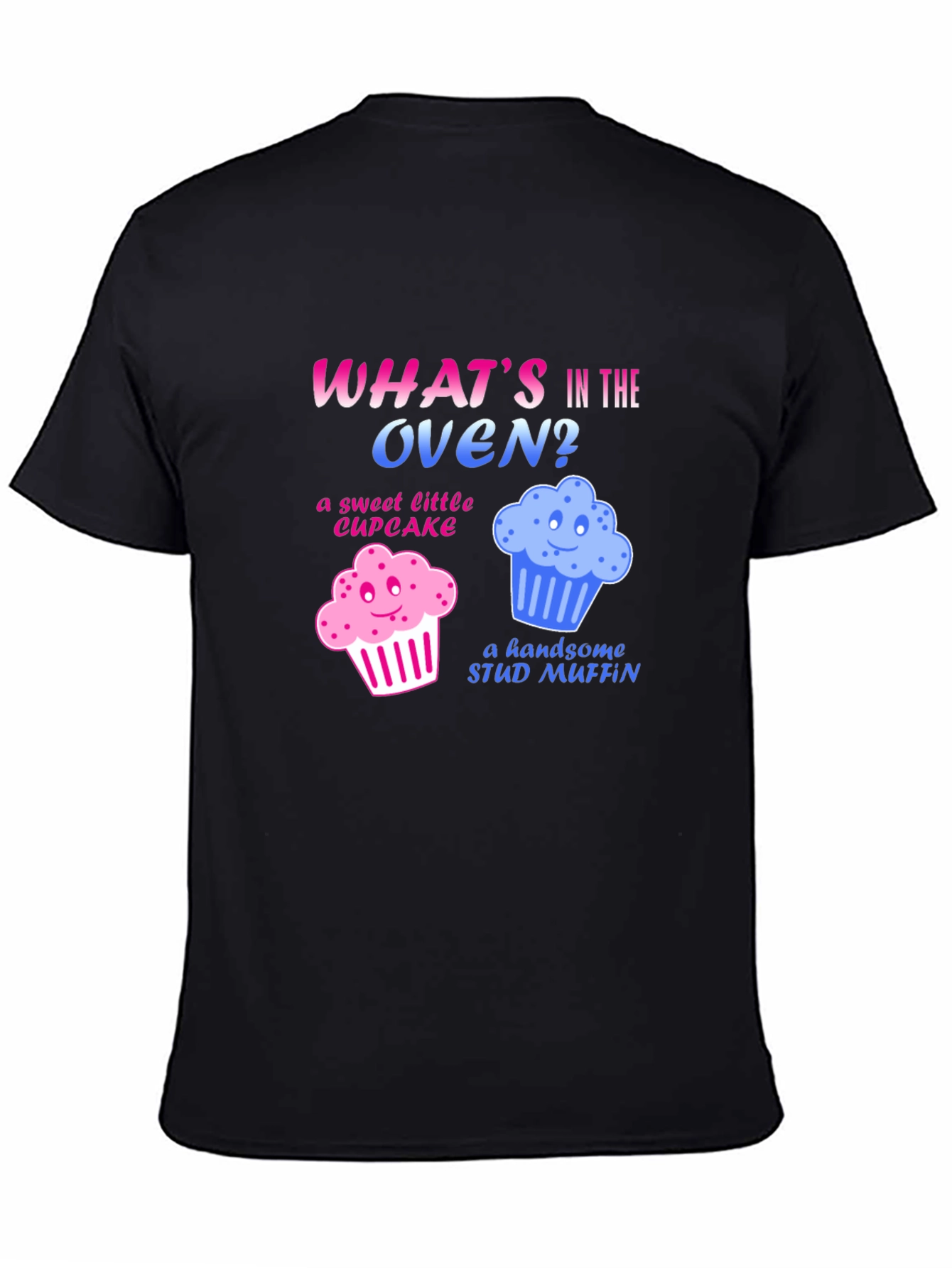 Black What's in the Oven? Gender Reveal T-Shirt view 4