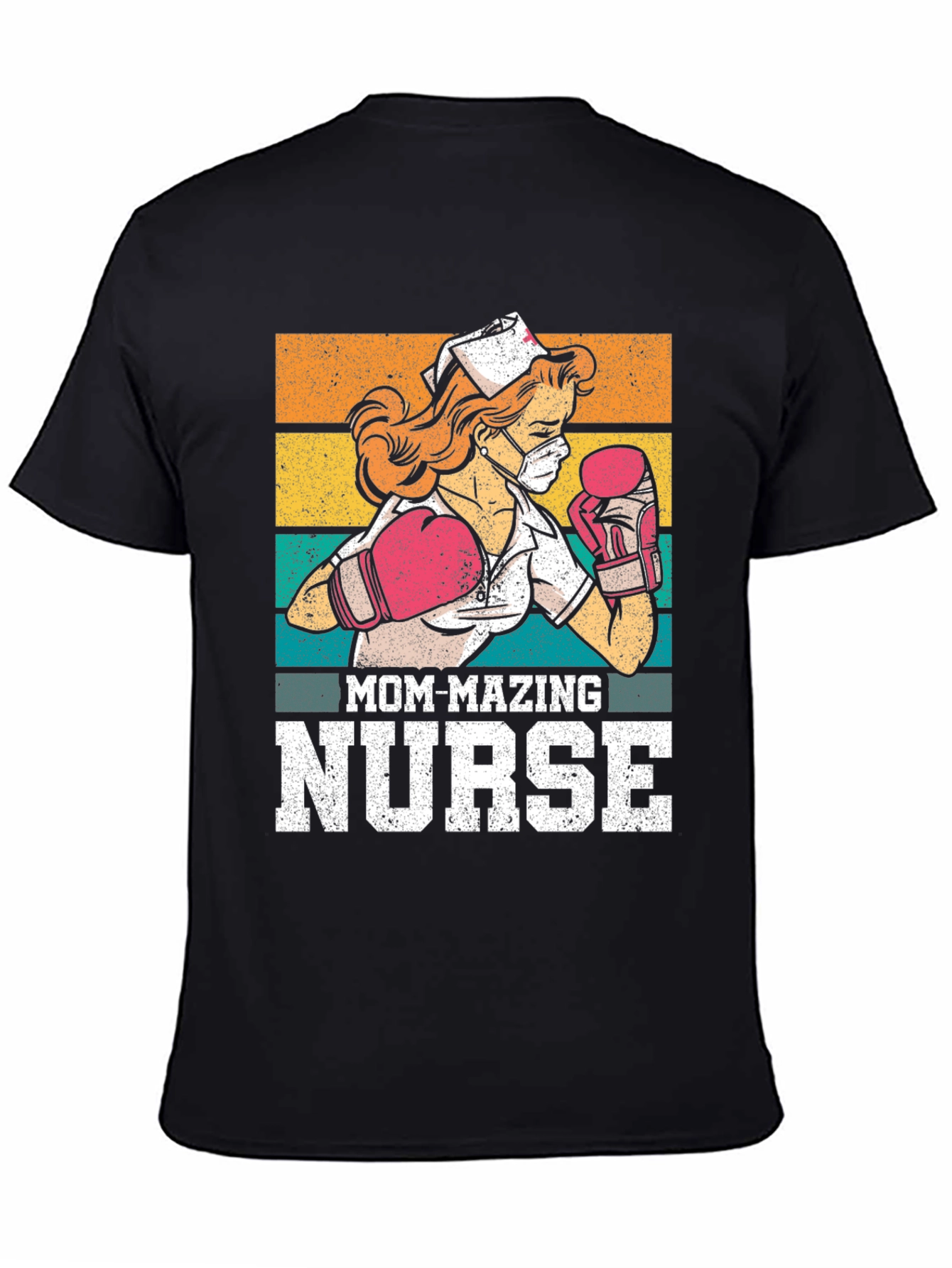 Black Mom-mazing Nurse T-Shirt - Fighting Fit Medical Hero Tee view 4