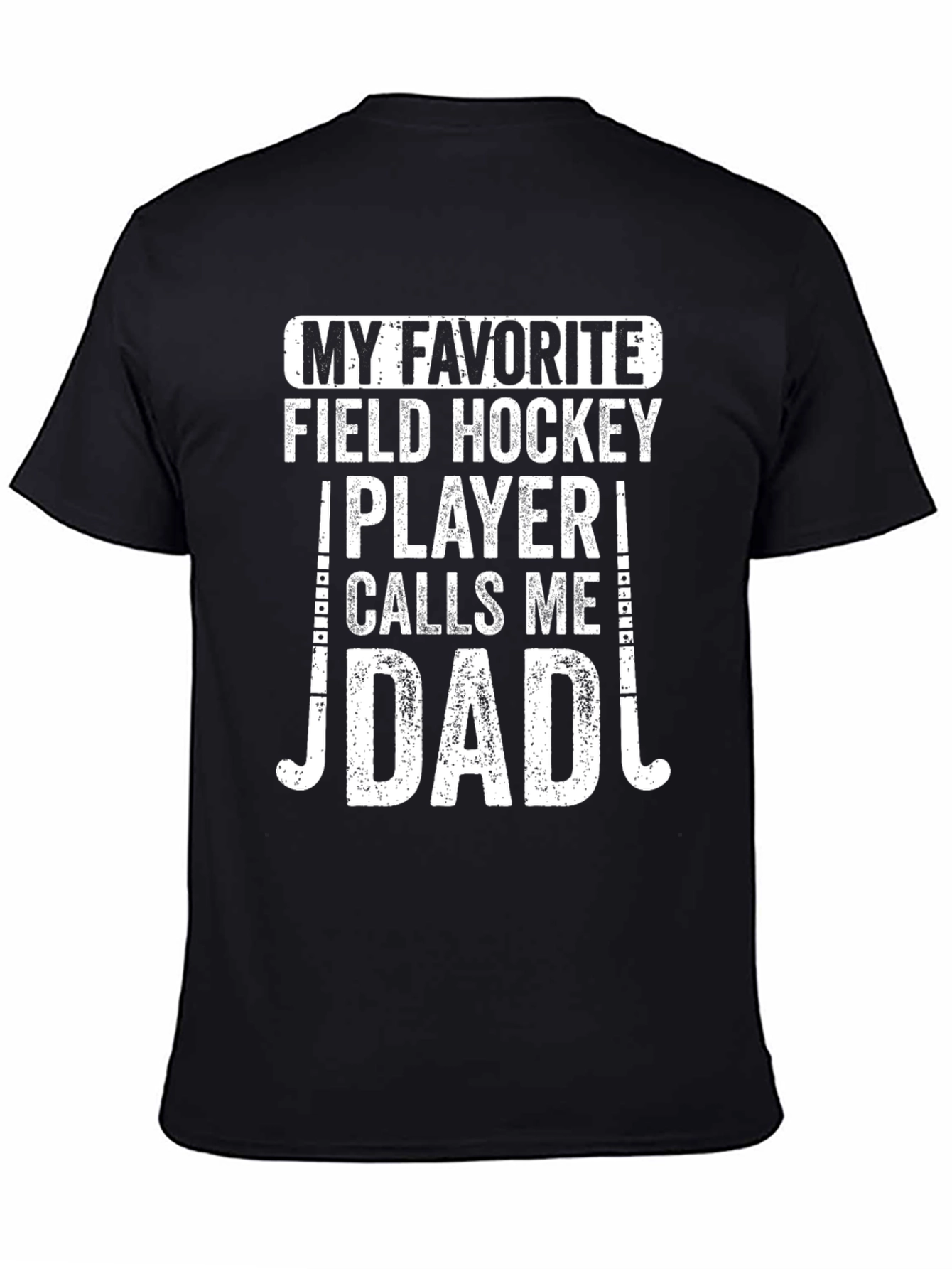 Black Field Hockey Dad T-Shirt view 4