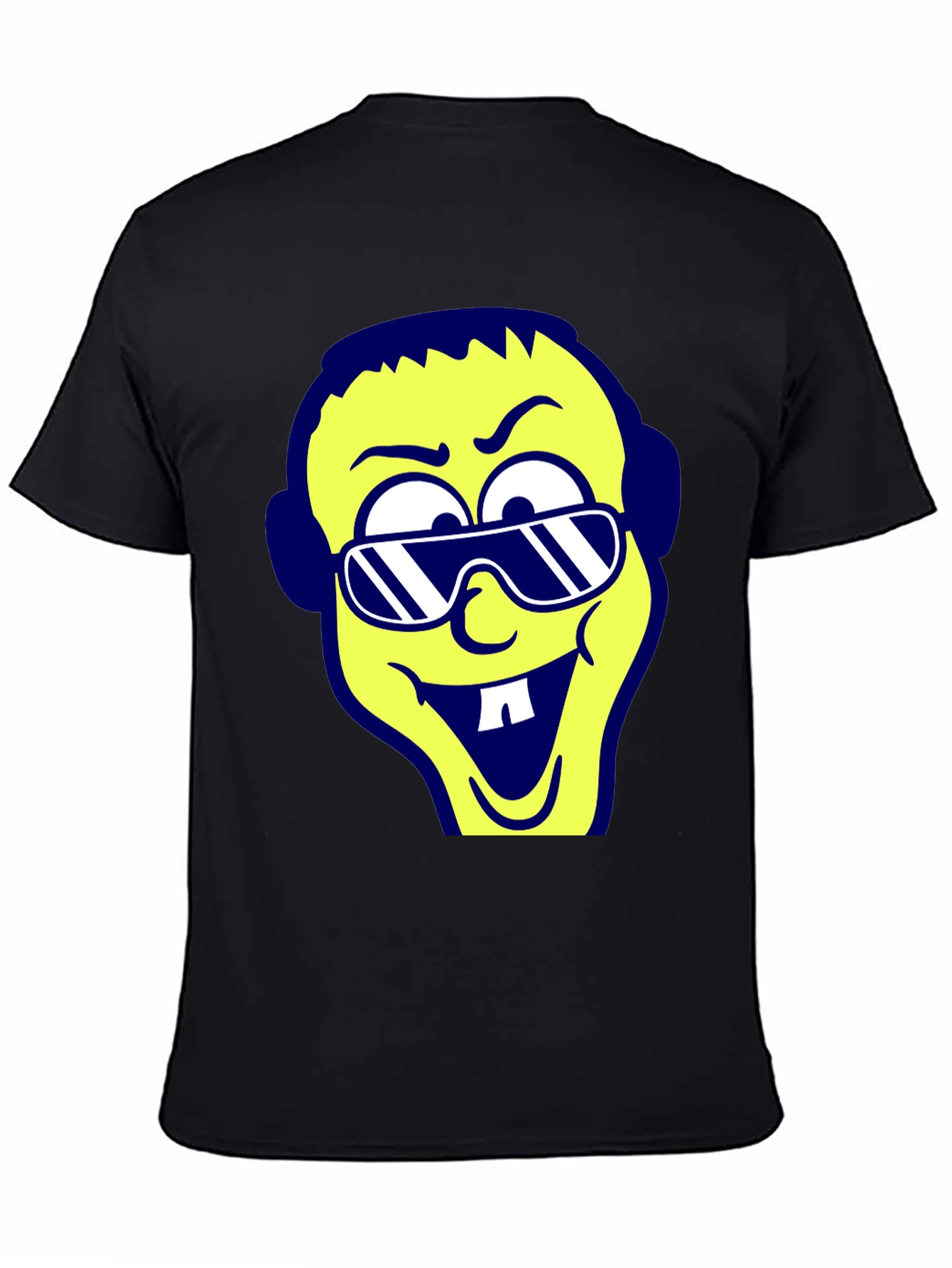 Black Cartoon Face Graphic Tee - Black view 4