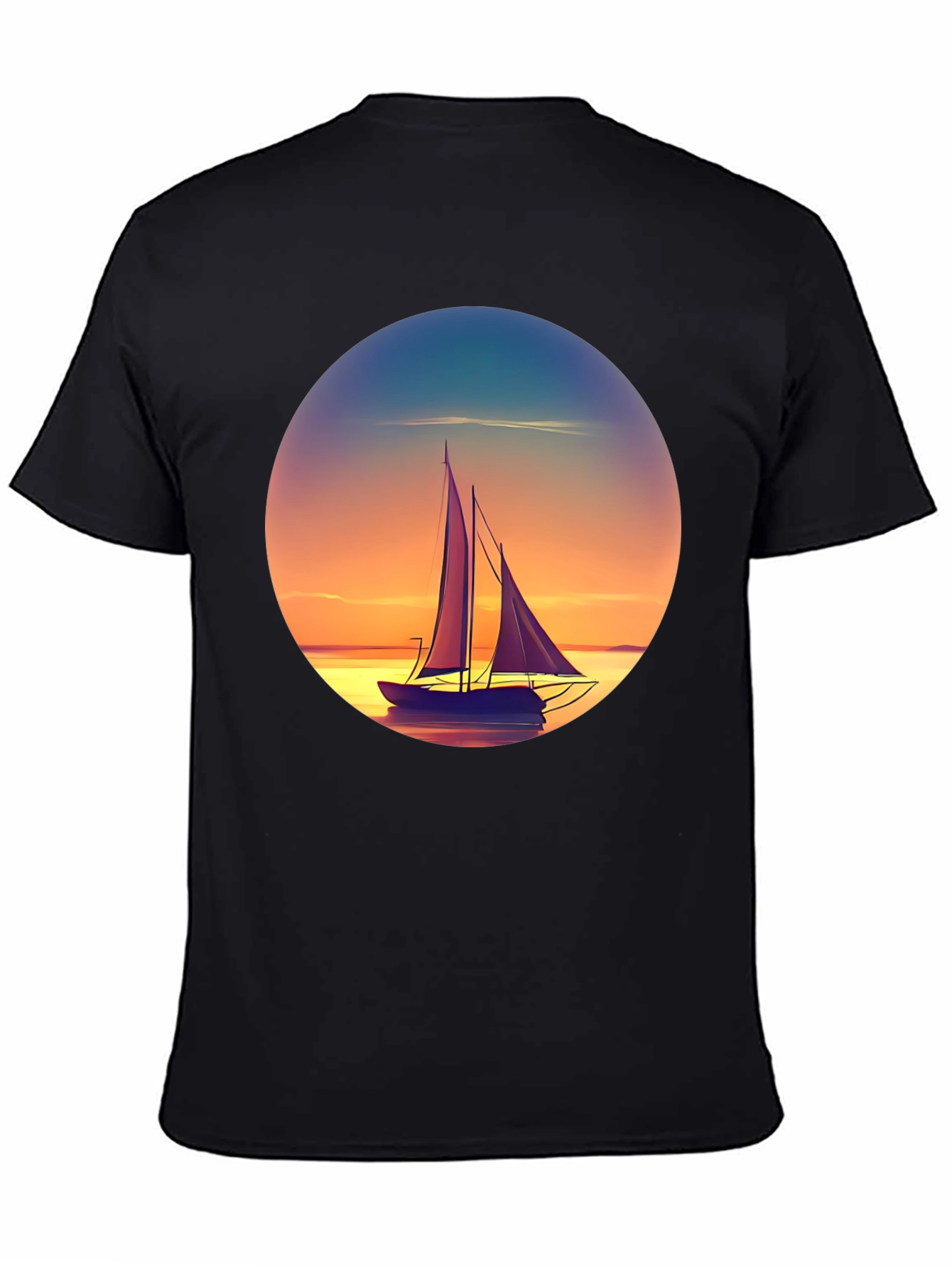Black Sunset Sailboat Graphic Tee - Relaxed Fit view 4