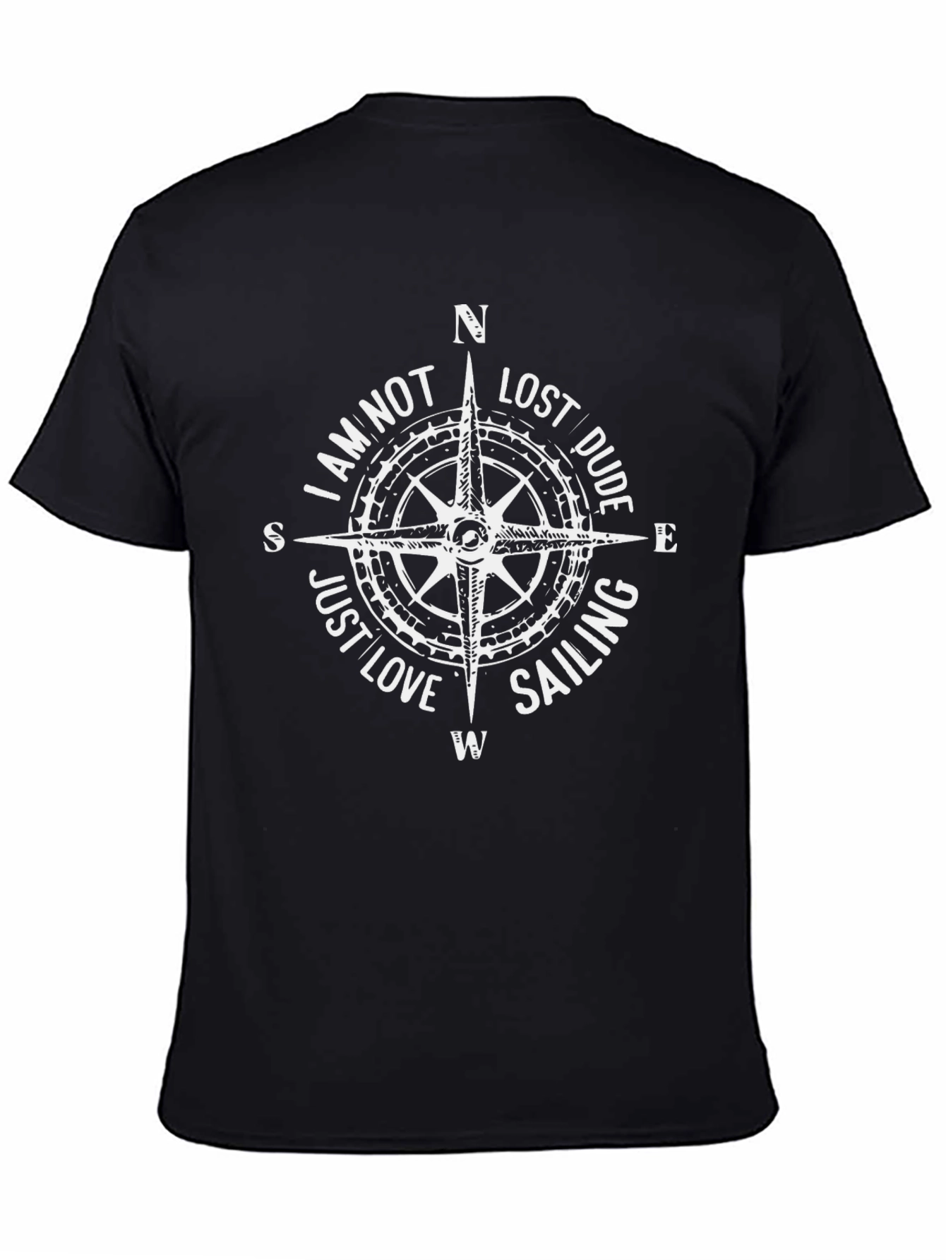 Black I am Not Lost Dude Sailing Graphic T-Shirt view 4