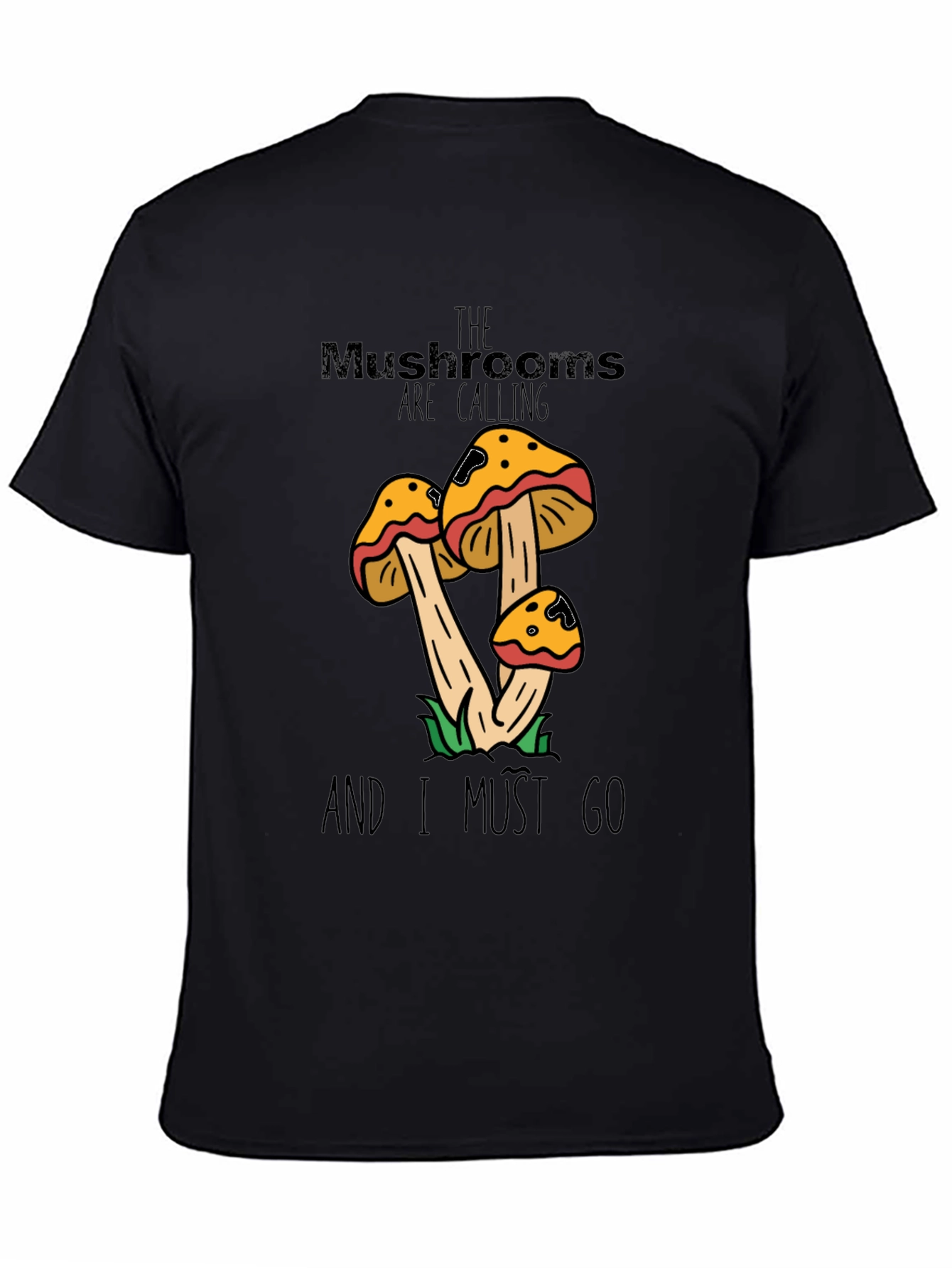 Black Mushroom Calling T-Shirt view 4