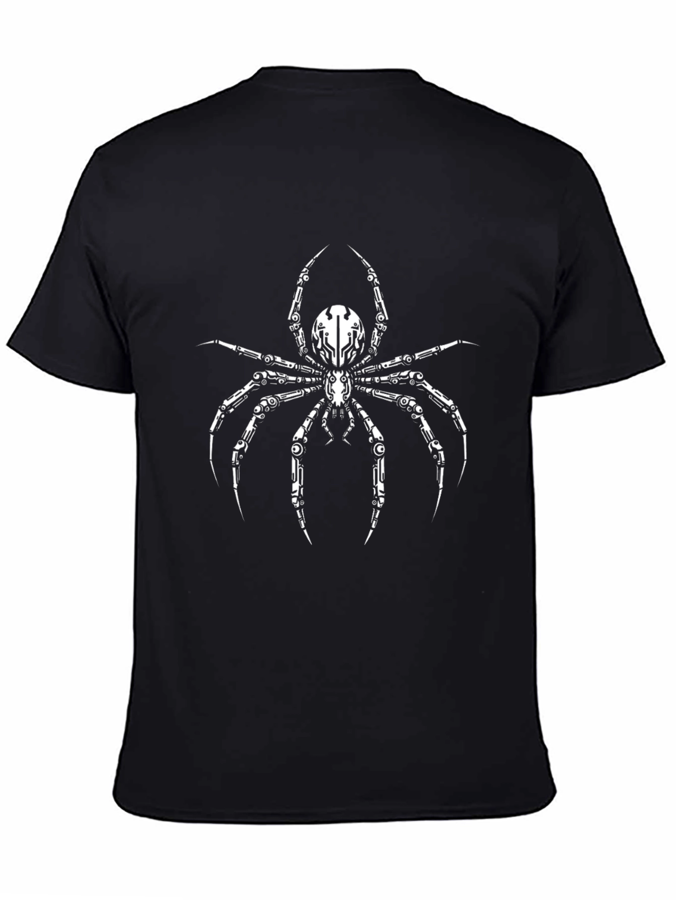 Black Black T-Shirt with Robotic Spider Design view 4