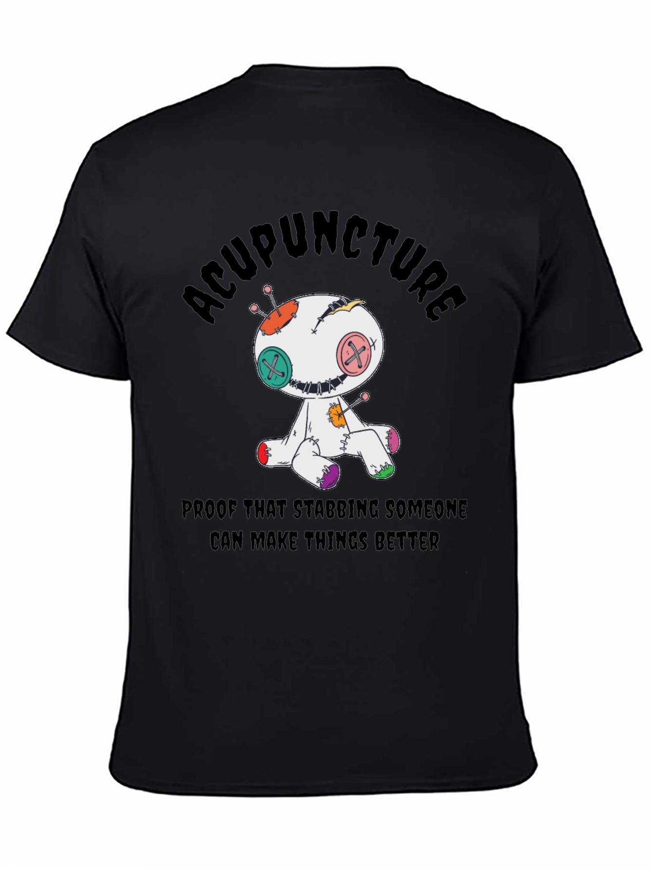 Black Acupuncture Voodoo Doll T-Shirt view 4