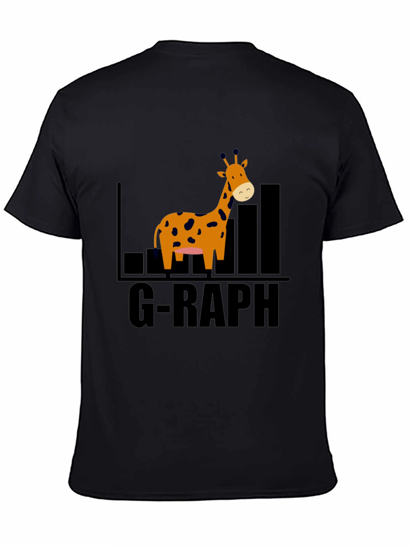 Black G-Raph Cartoon Giraffe Black T-Shirt view 4