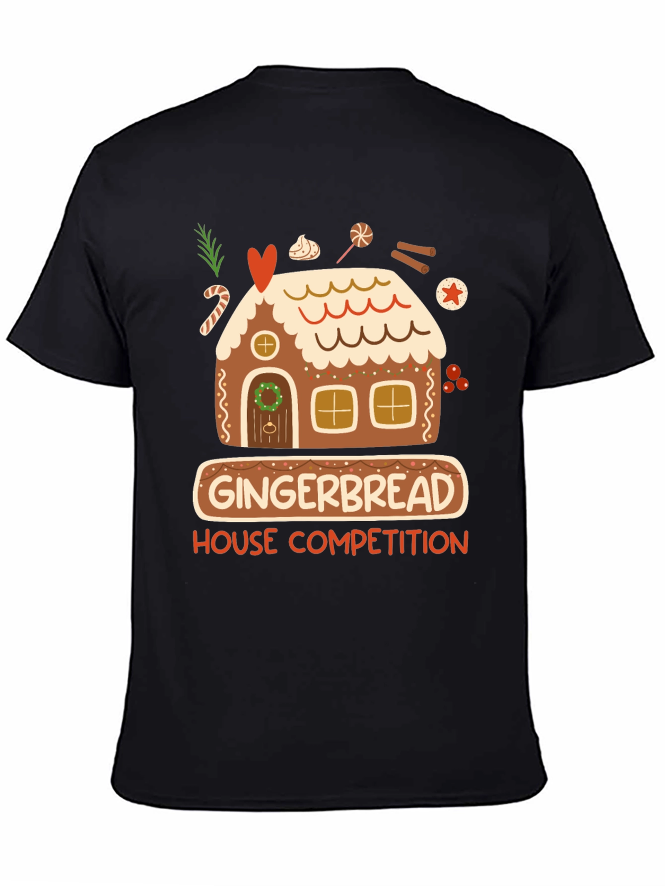 Black Gingerbread House Competition T-Shirt view 4