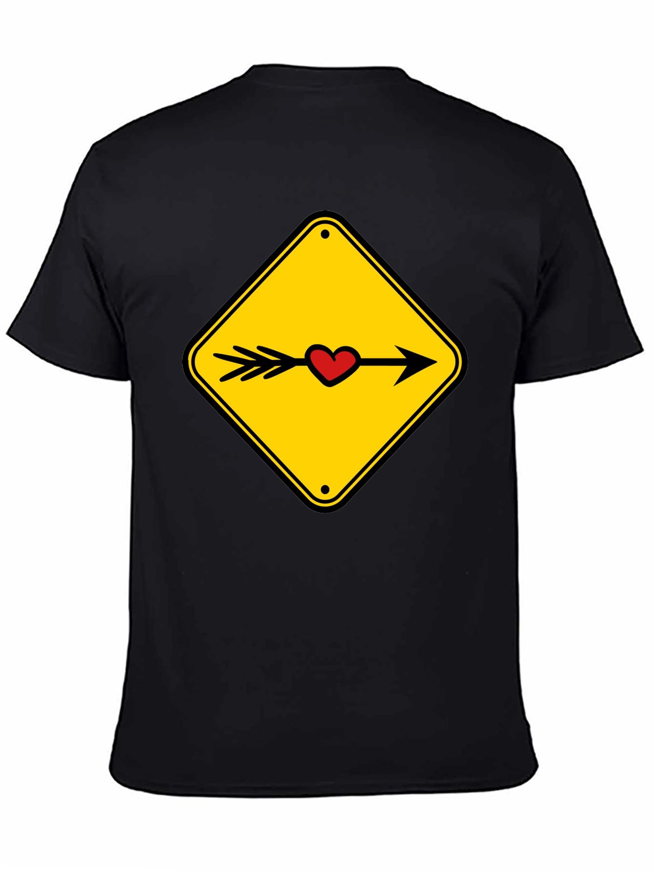 Black Heart Arrow Sign Black T-Shirt view 4