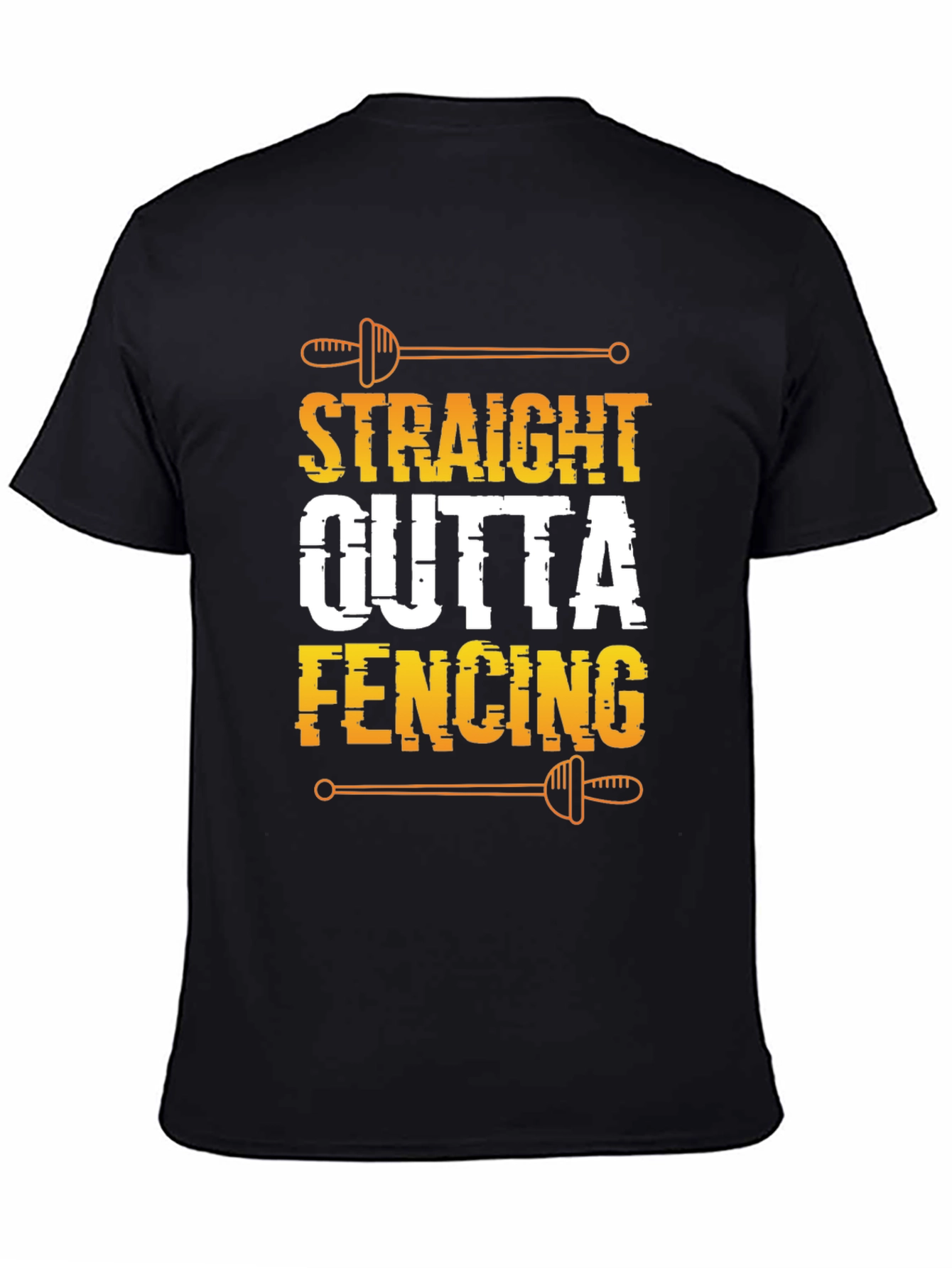 Black Straight Outta Fencing Black T-Shirt view 4