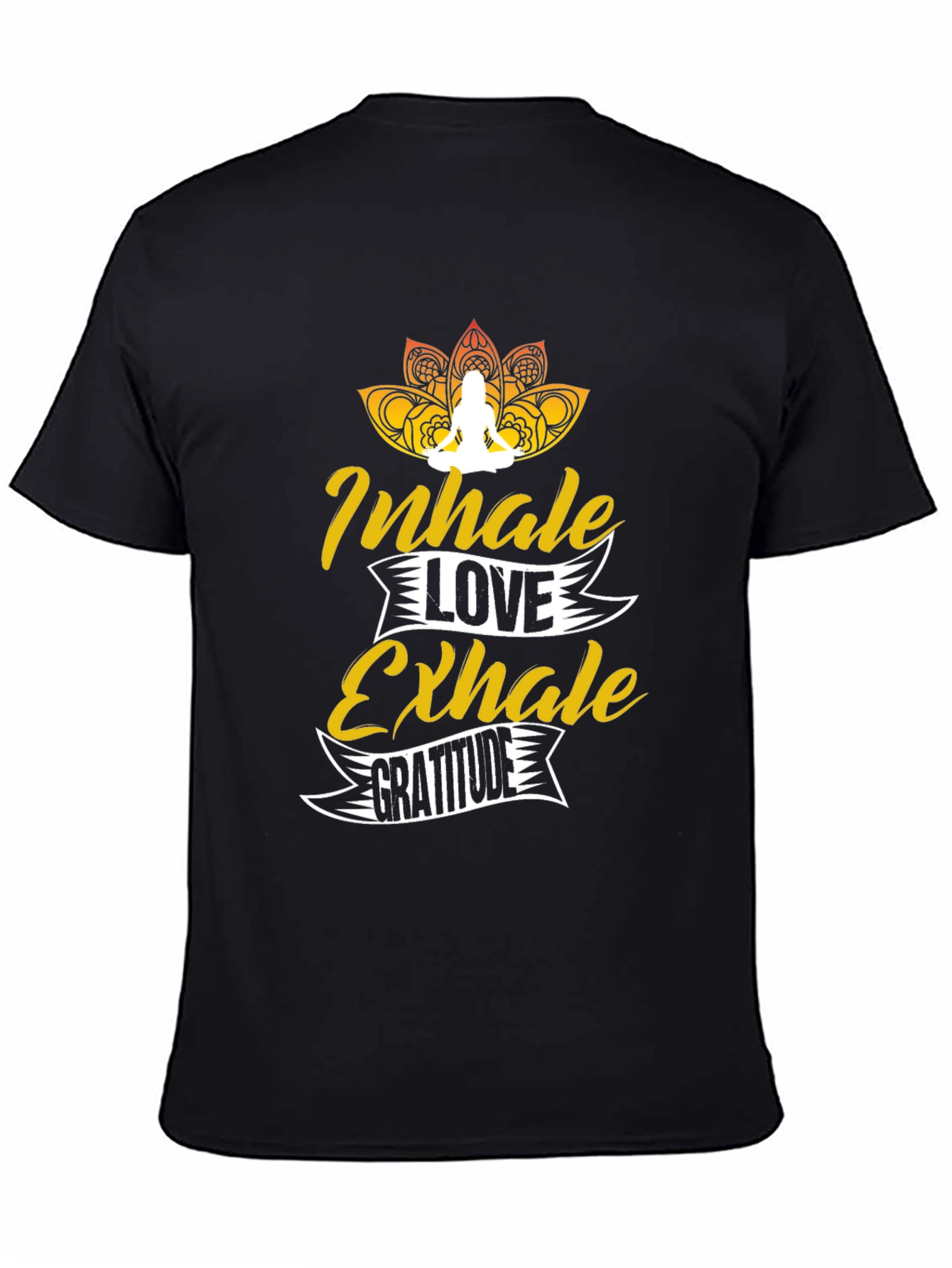 Black Inhale Love Exhale Gratitude Black Graphic Tee view 4