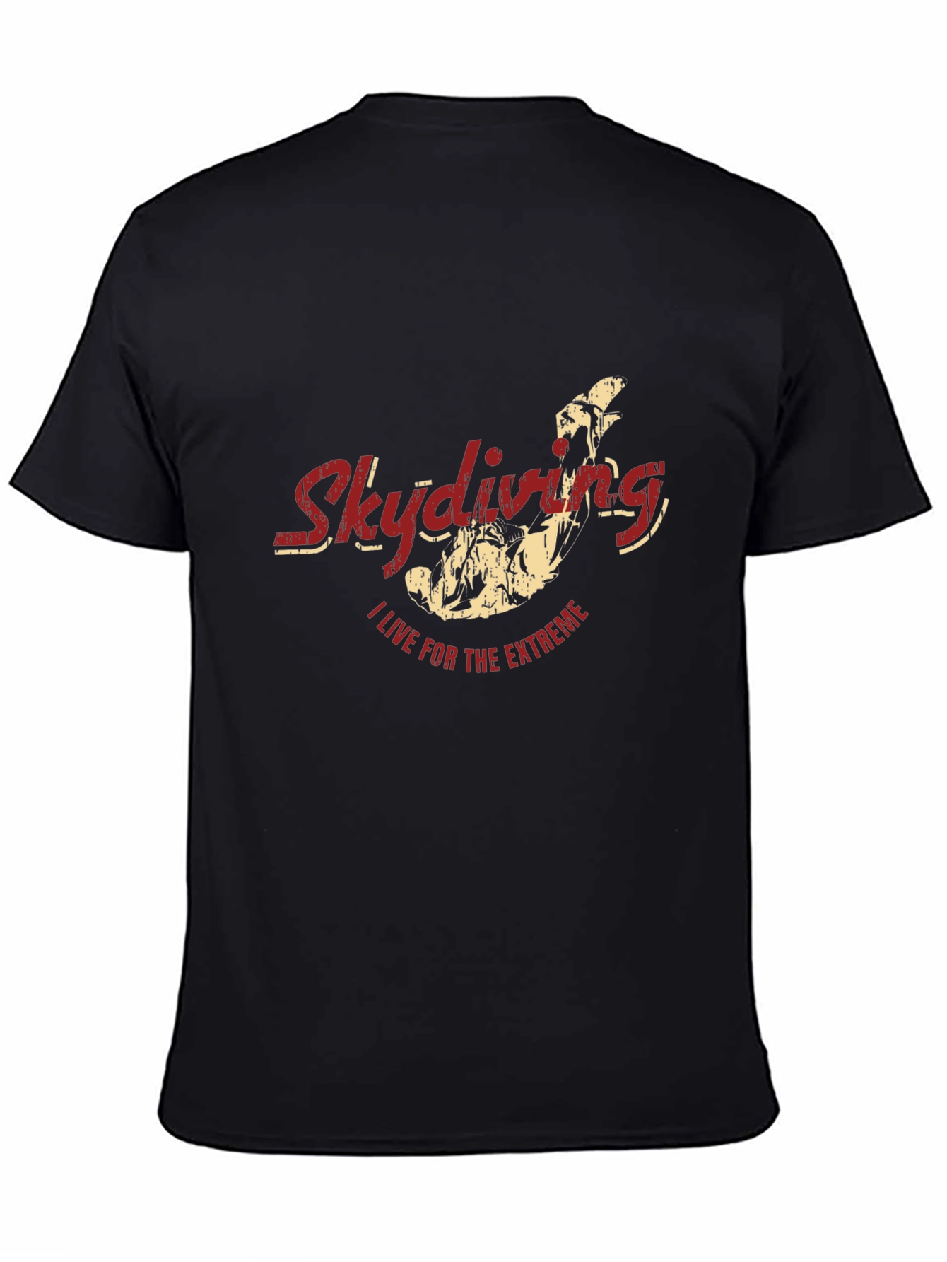 Black Skydiving Extreme Sport Black T-Shirt view 4