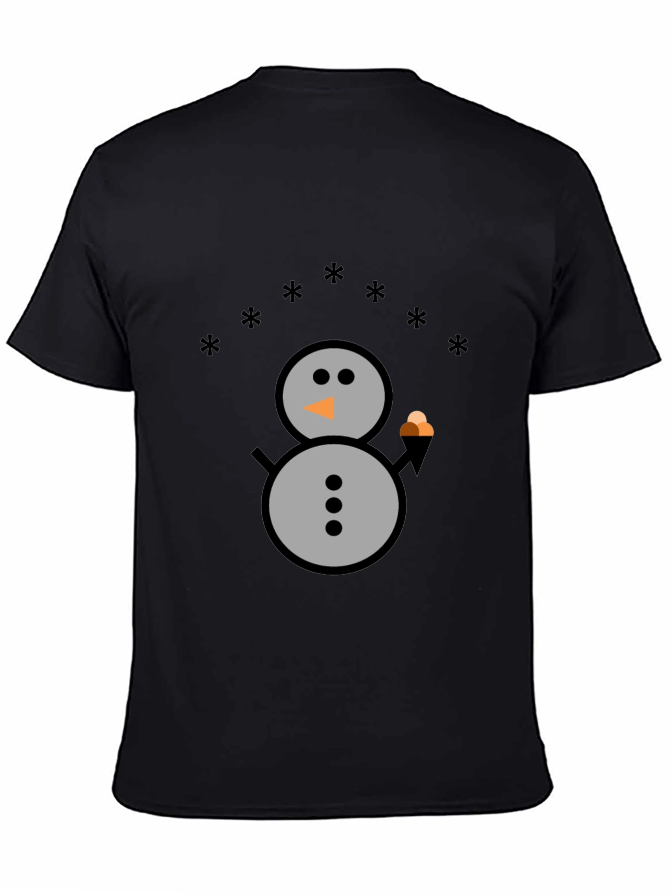 Black Snowman Graphic Tee - Black Cotton T-Shirt view 4