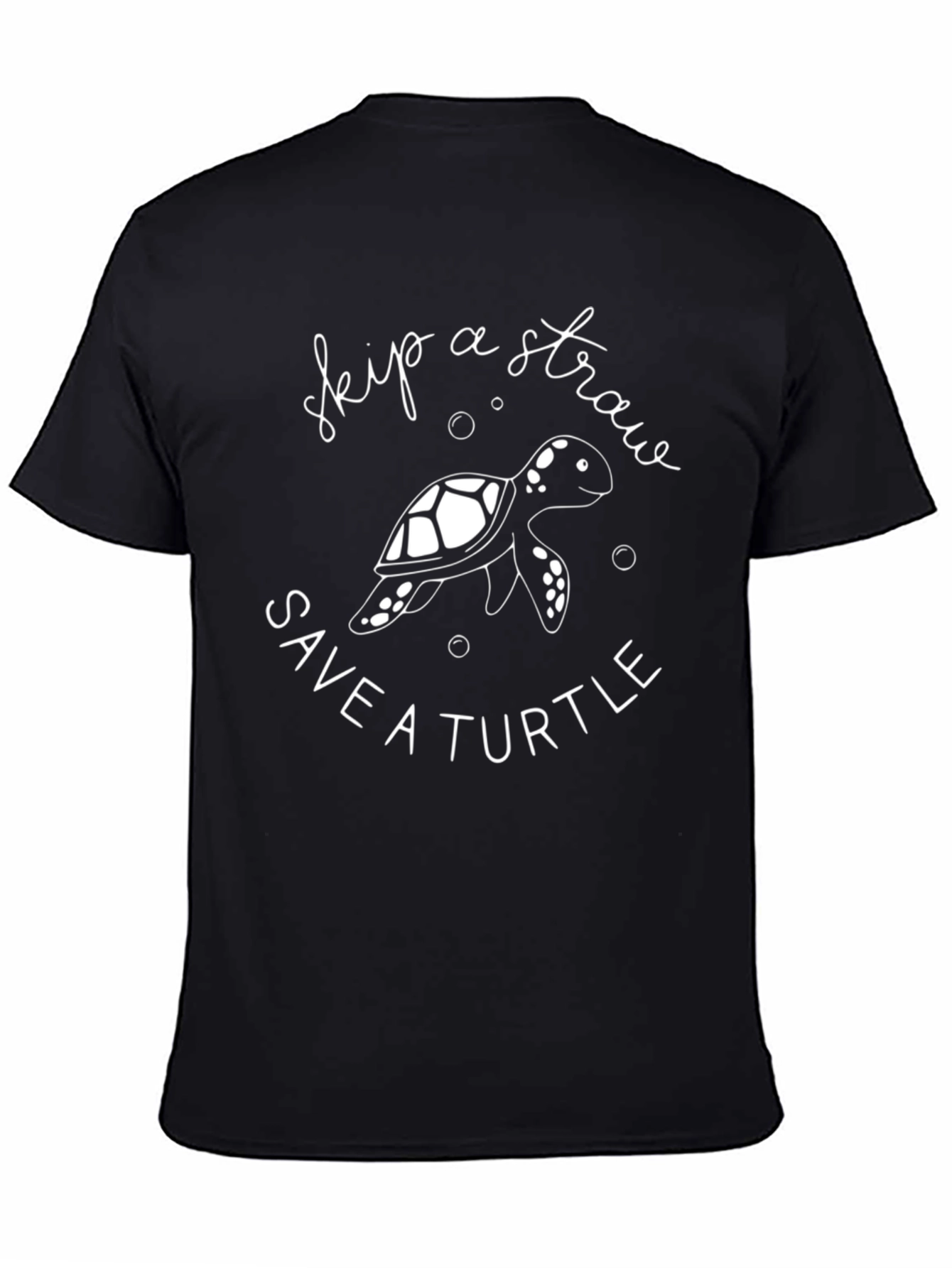 Black Skip a Straw Save a Turtle Graphic Tee view 4