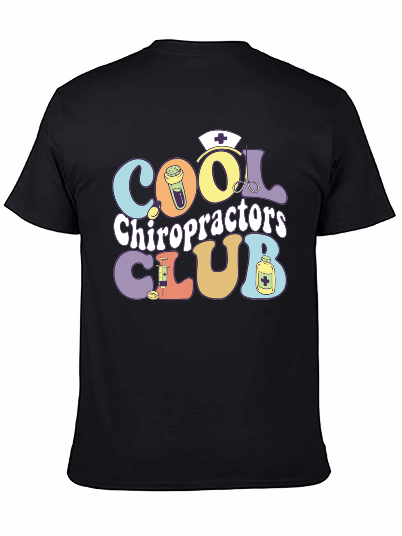 Black Cool Chiropractors Club T-Shirt view 4