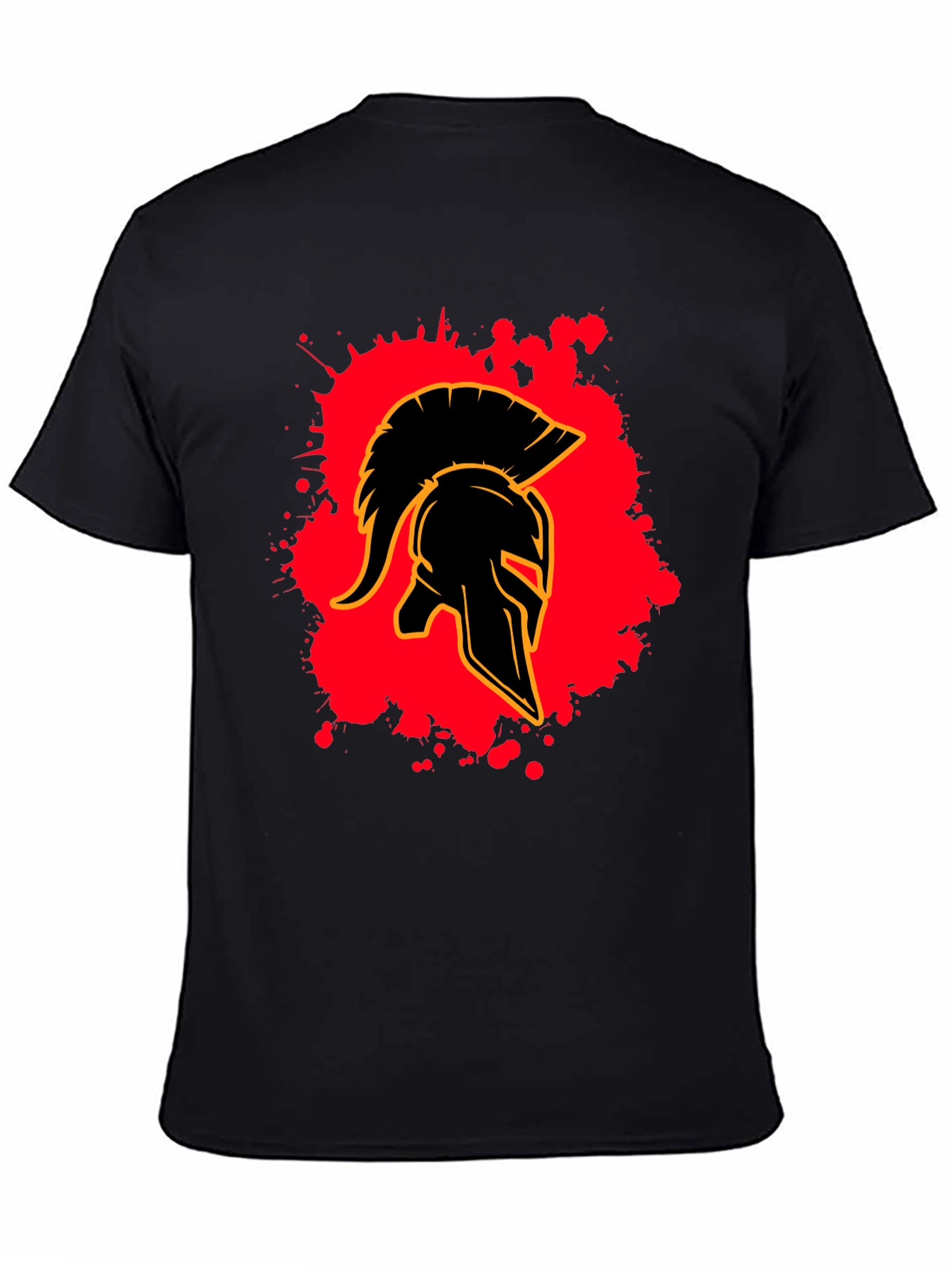 Black Spartan Helmet Graphic Tee - Black Cotton Blend view 4