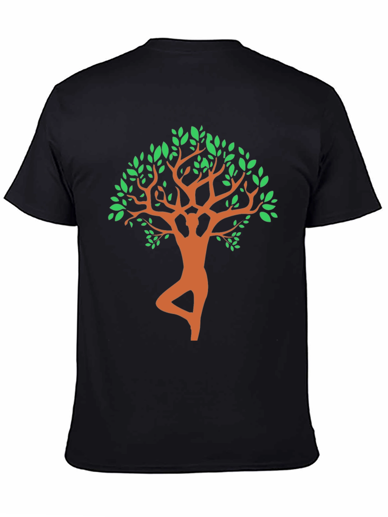 Black Yoga Tree Pose Graphic Tee - Black view 4