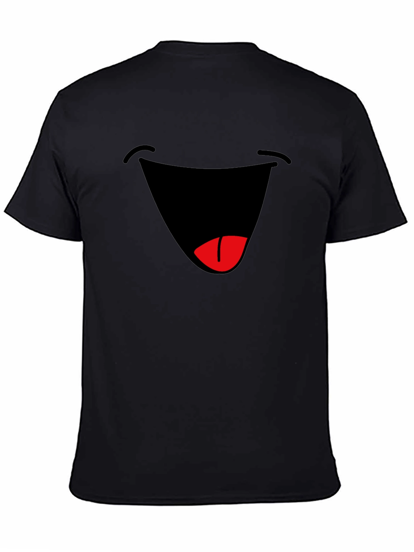 Black Funny Graphic Smile T-Shirt - Black Cotton Blend Tee view 4