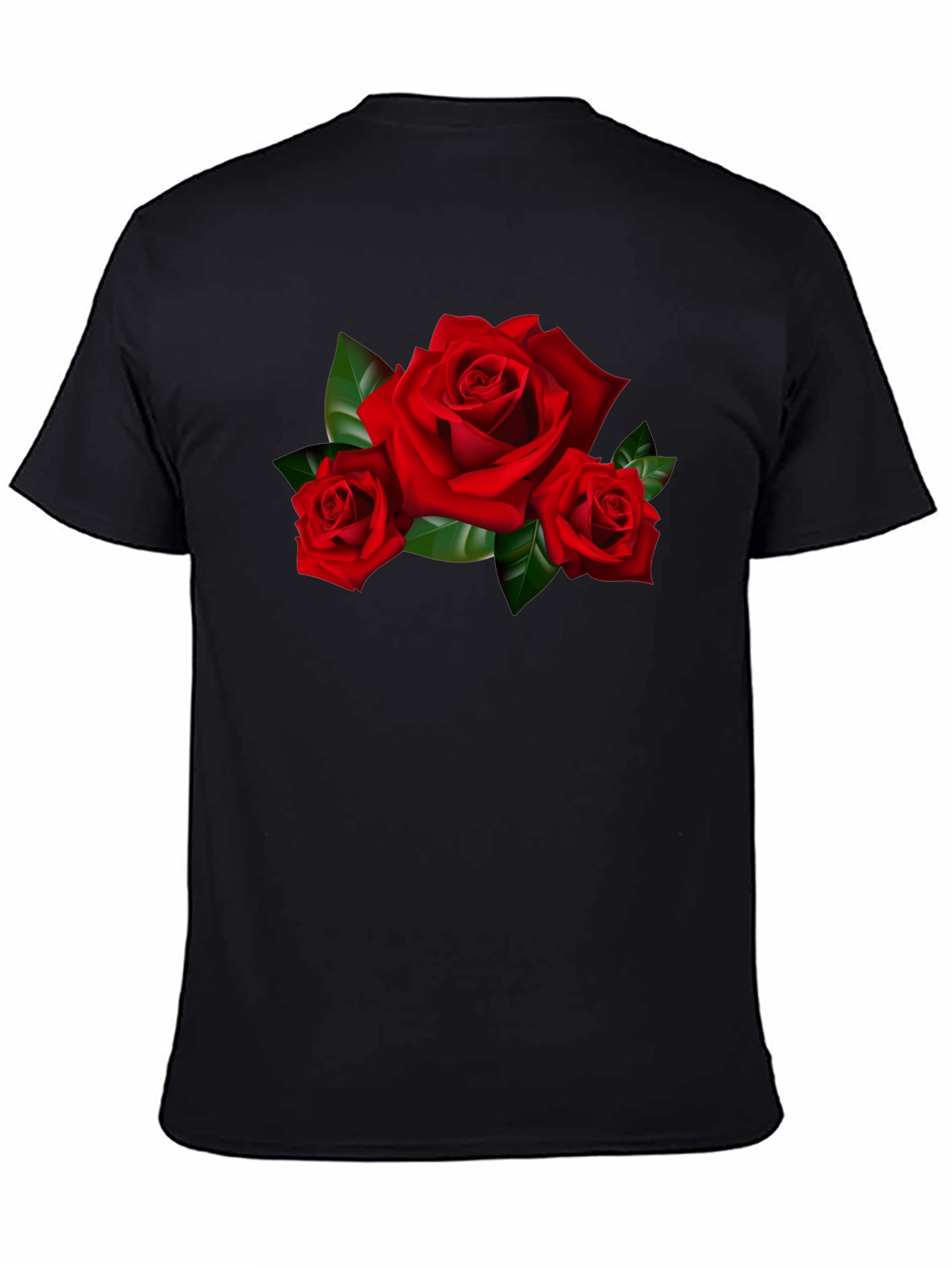 Black Red Roses Graphic Print Black T-Shirt view 4