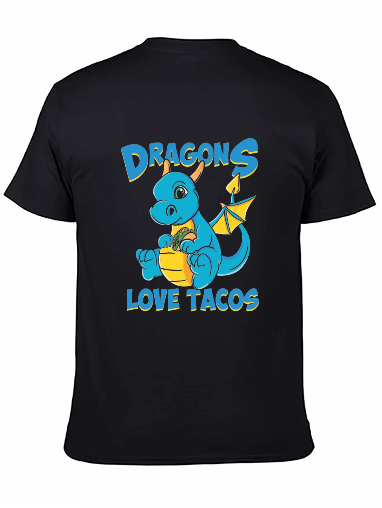 Black Dragons Love Tacos T-Shirt - Cute Cartoon Dragon Tee view 4