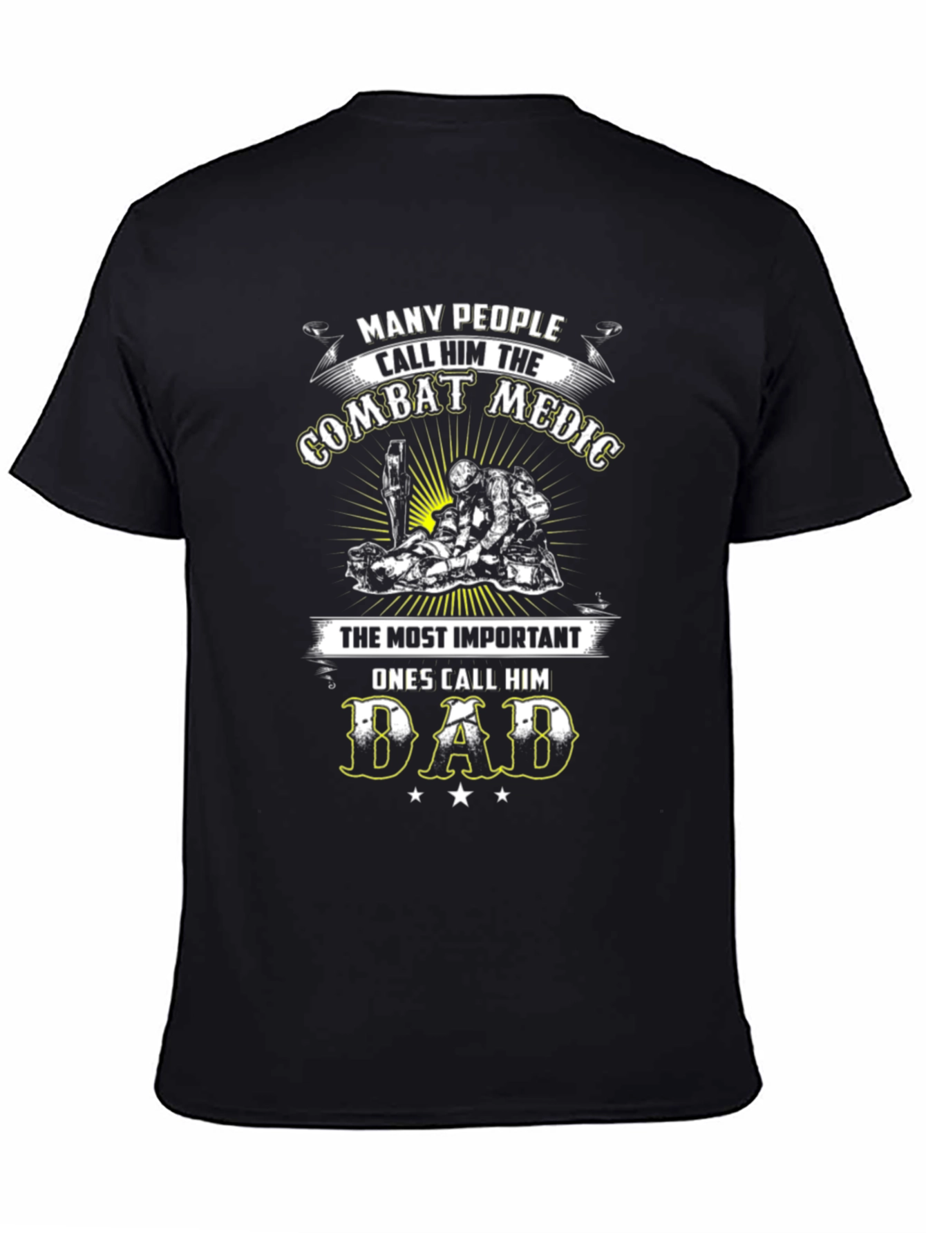 Black Combat Medic Dad Graphic T-Shirt view 4